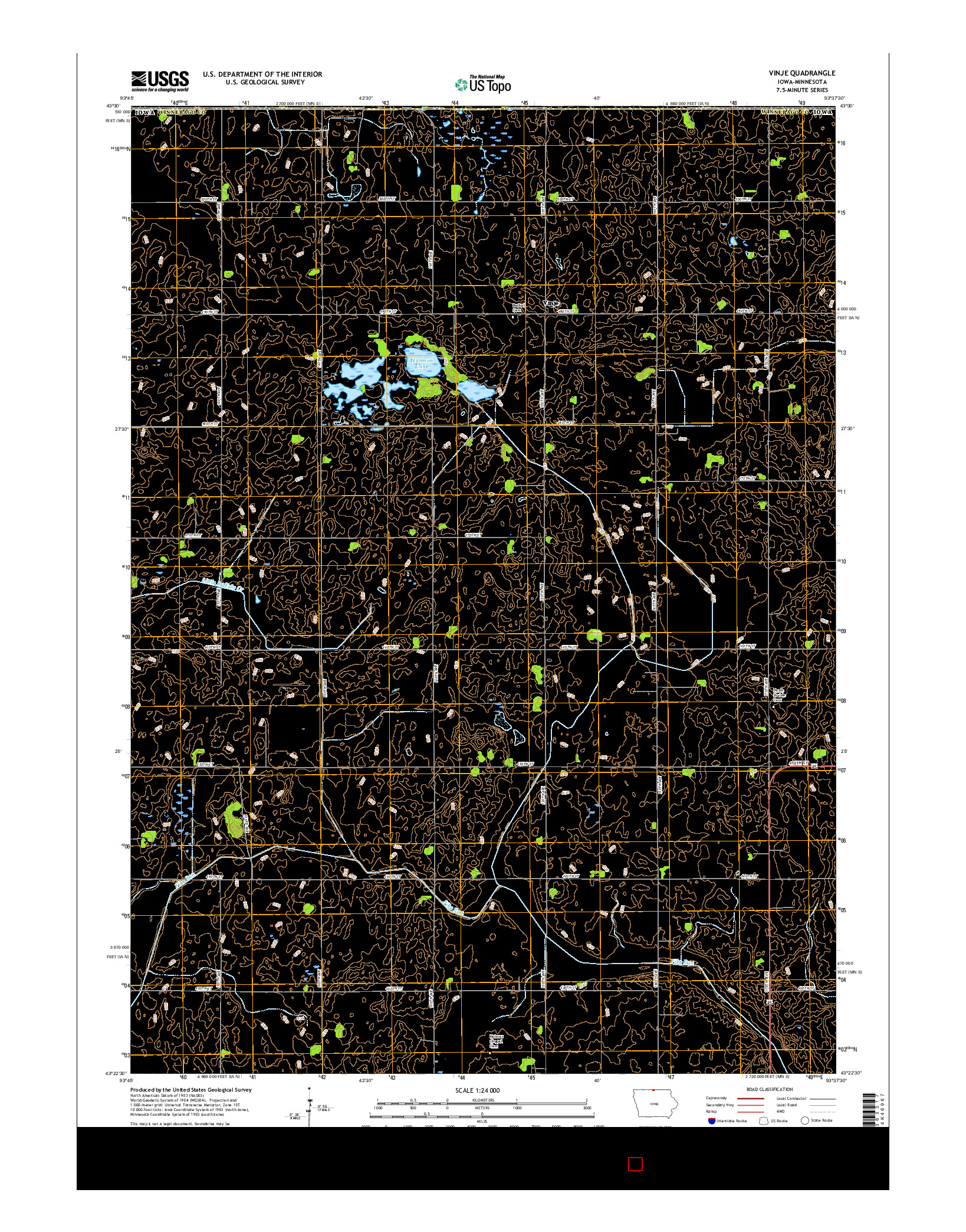 USGS US TOPO 7.5-MINUTE MAP FOR VINJE, IA-MN 2015