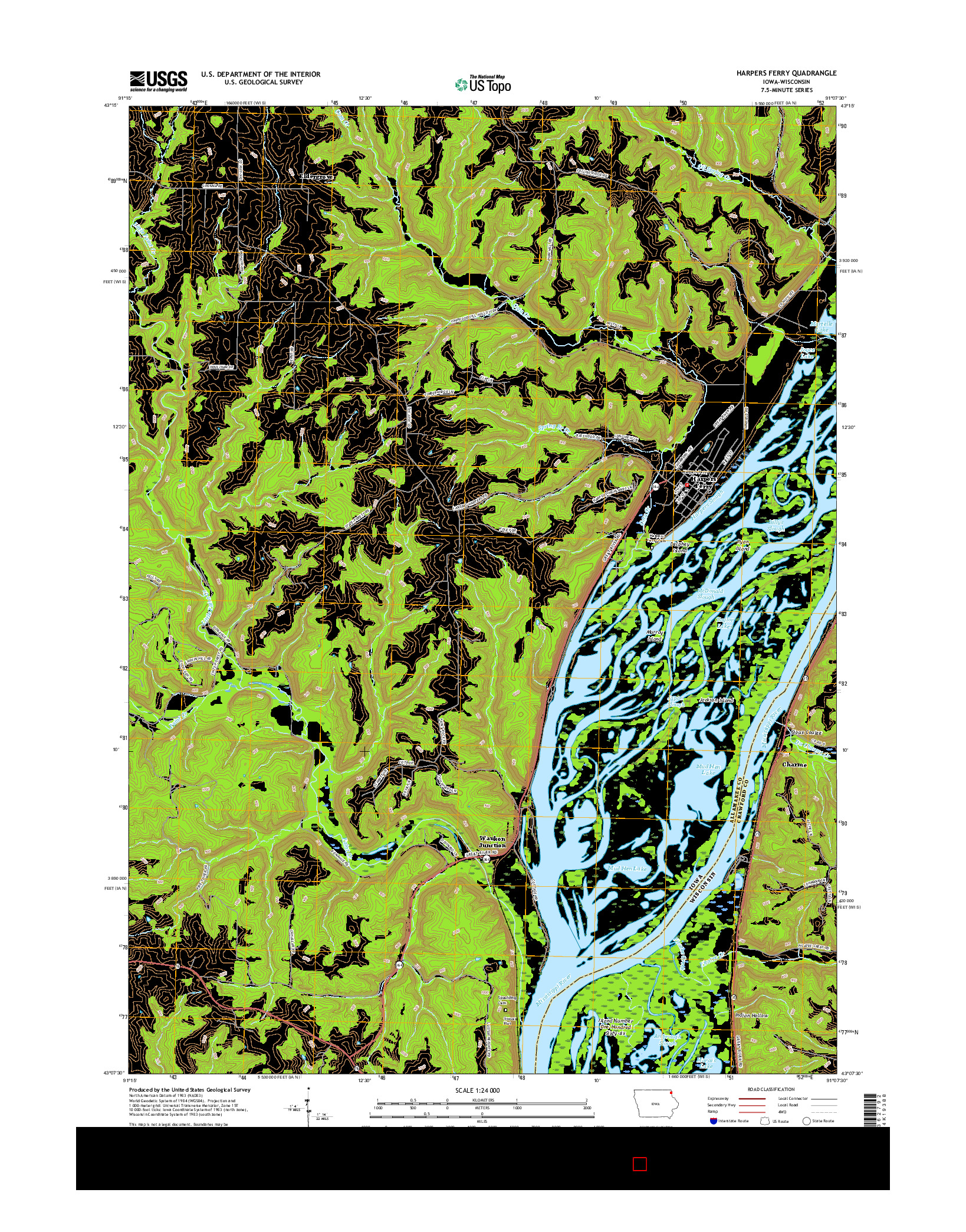 USGS US TOPO 7.5-MINUTE MAP FOR HARPERS FERRY, IA-WI 2015