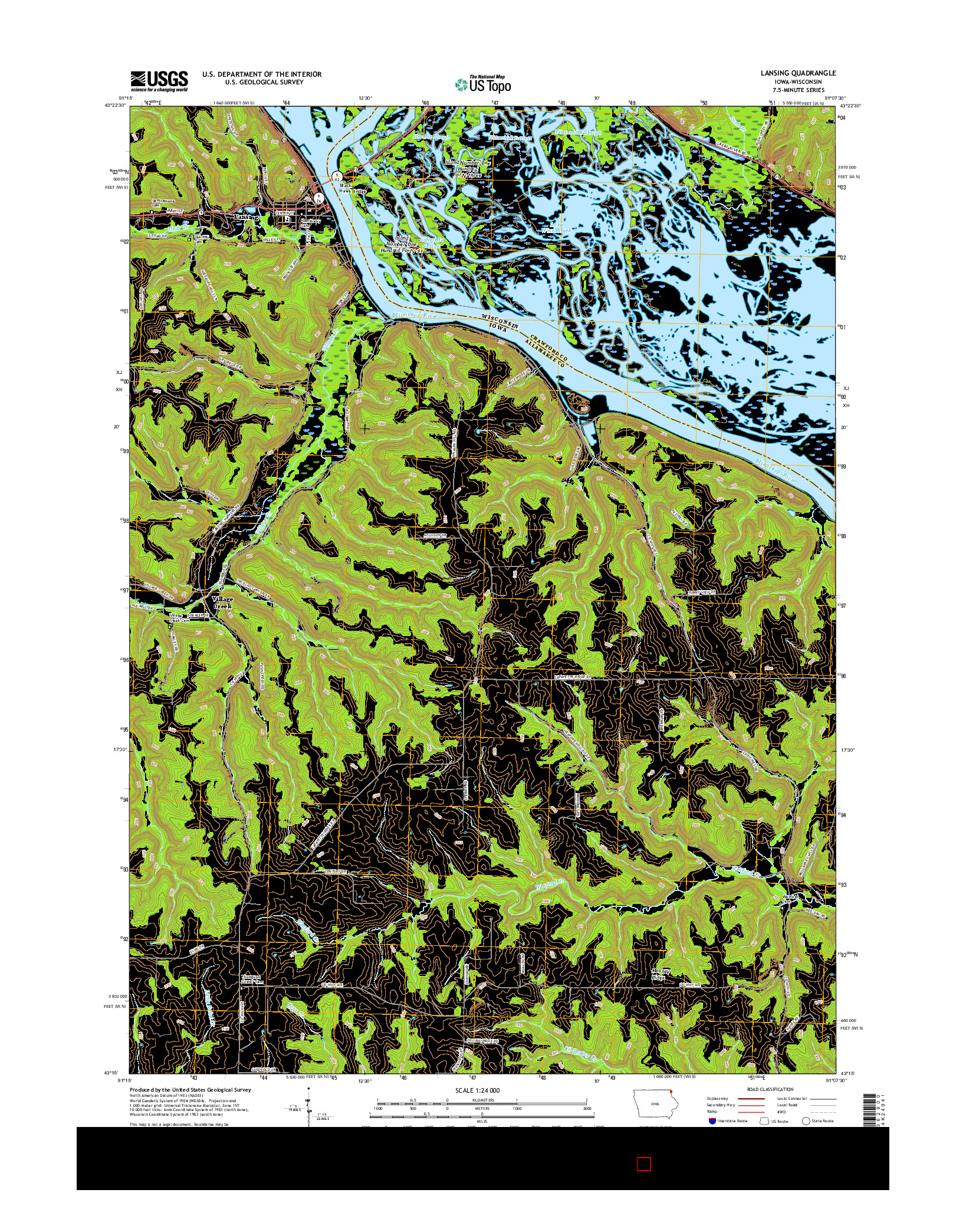 USGS US TOPO 7.5-MINUTE MAP FOR LANSING, IA-WI 2015