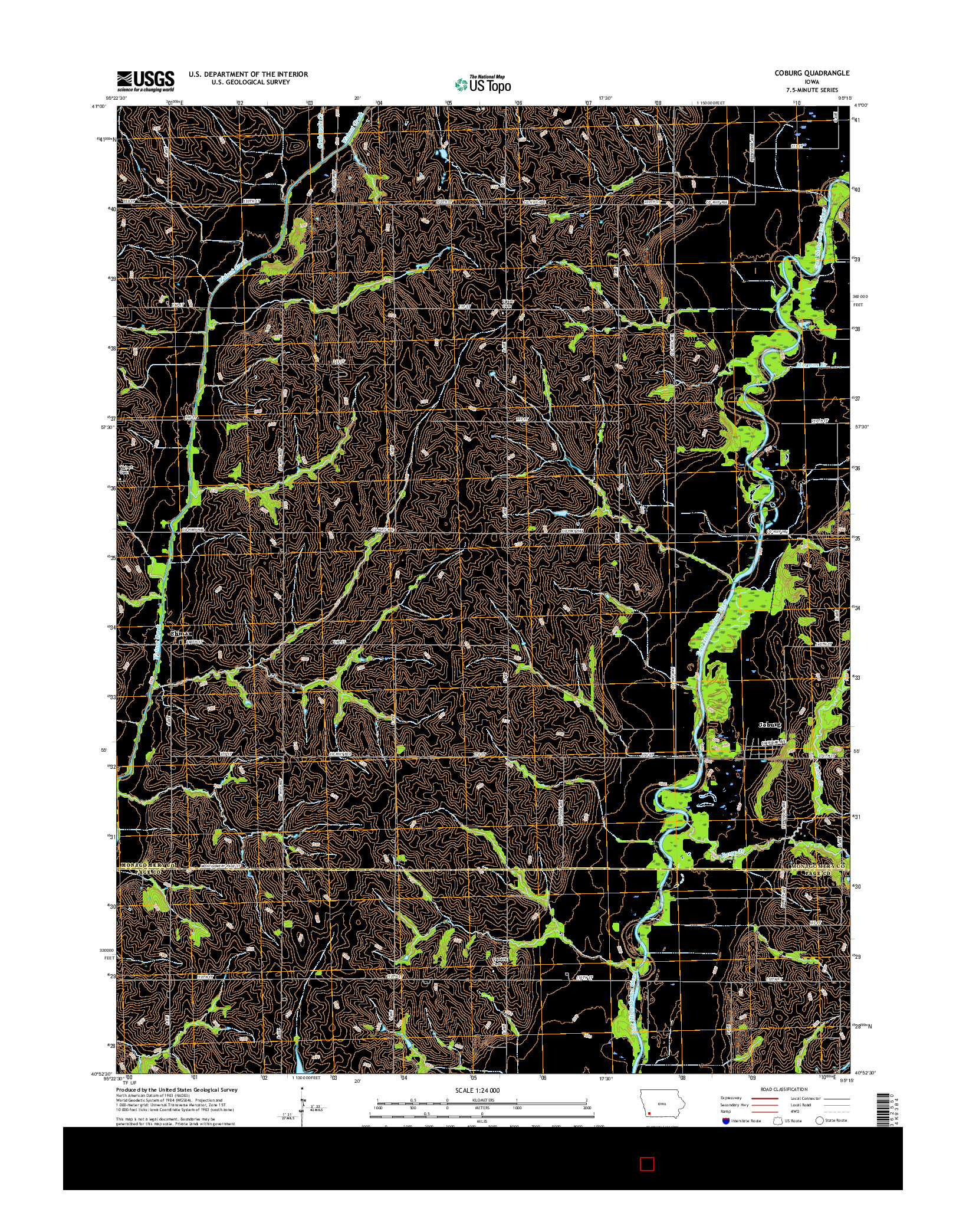 USGS US TOPO 7.5-MINUTE MAP FOR COBURG, IA 2015