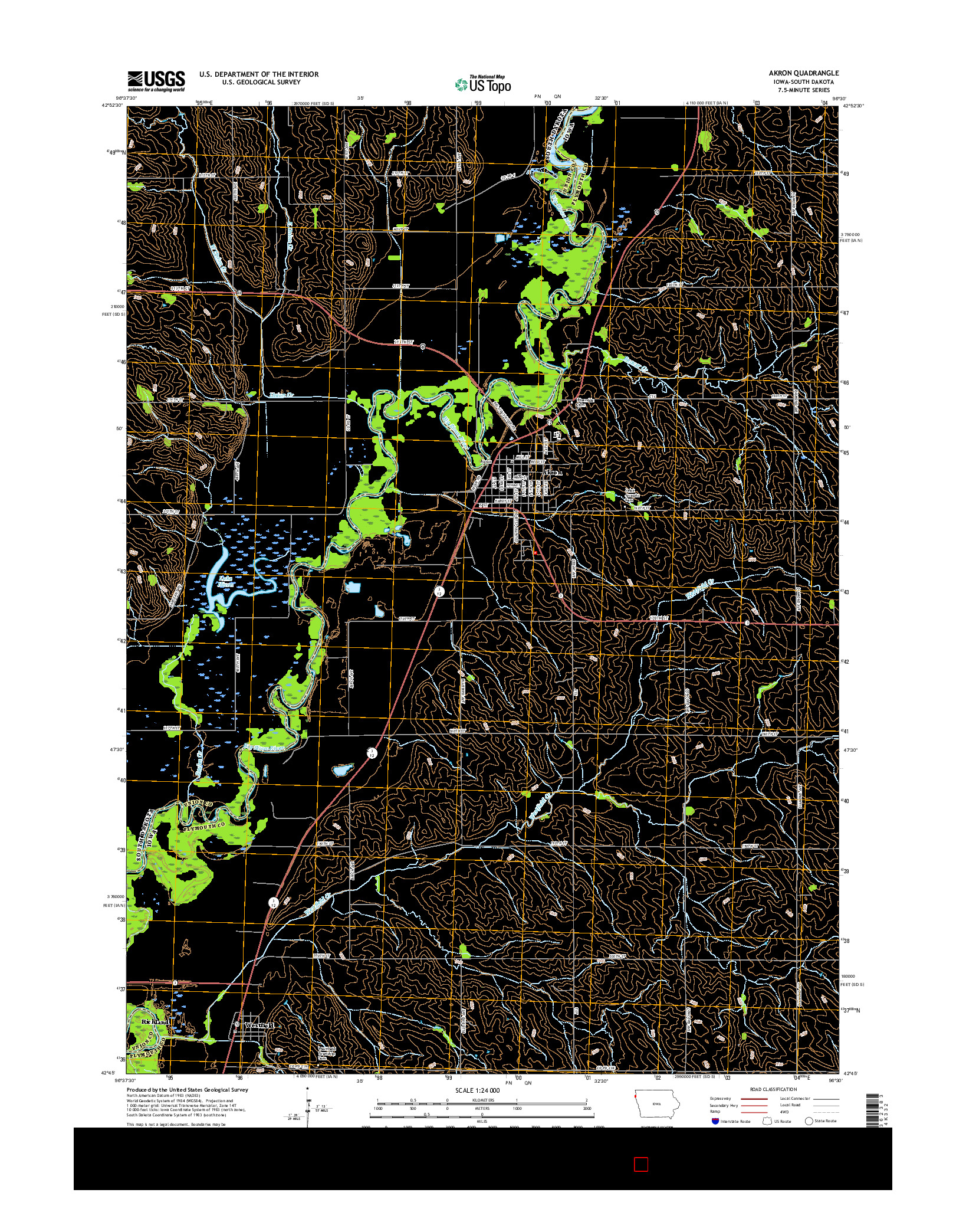 USGS US TOPO 7.5-MINUTE MAP FOR AKRON, IA-SD 2015
