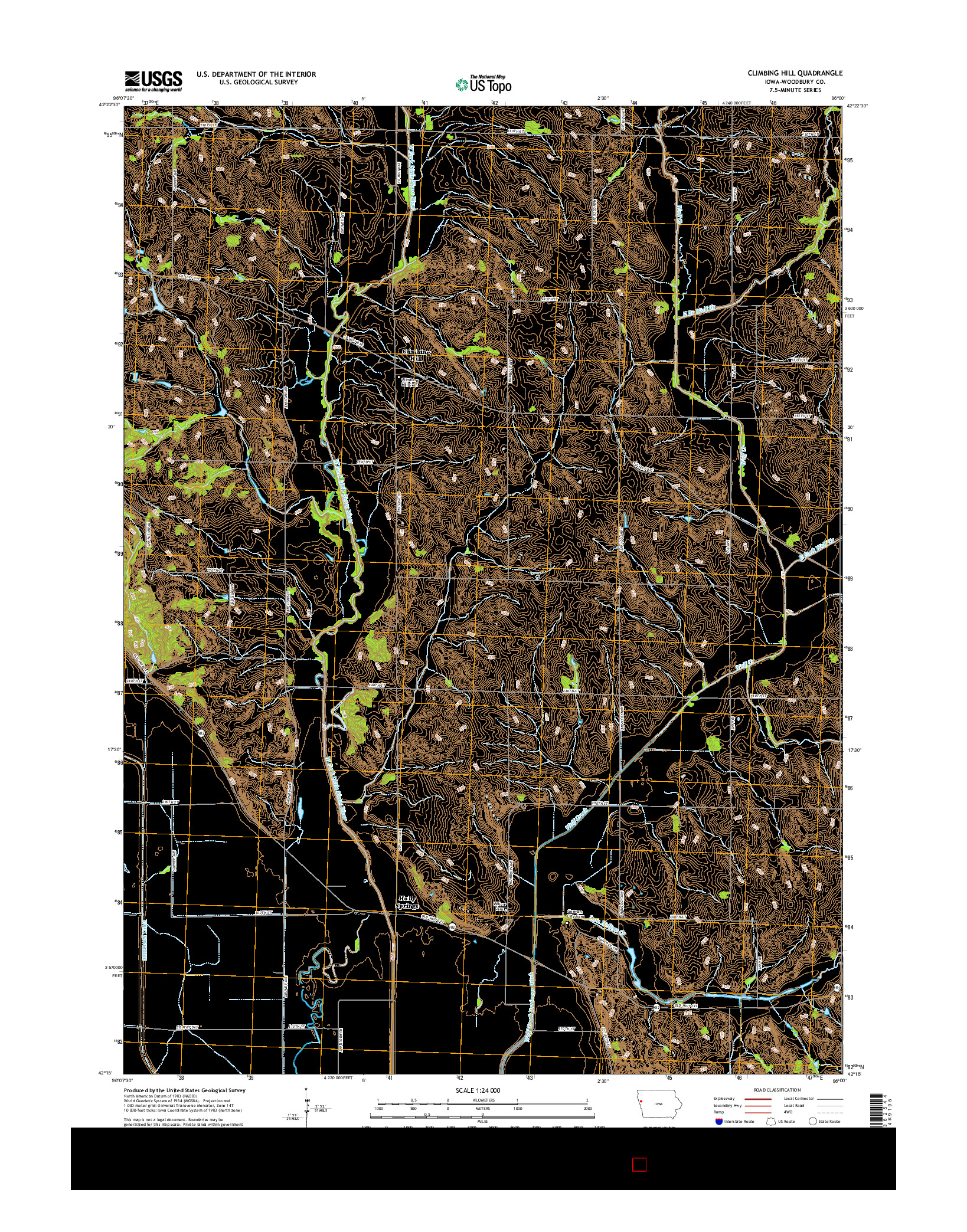USGS US TOPO 7.5-MINUTE MAP FOR CLIMBING HILL, IA 2015