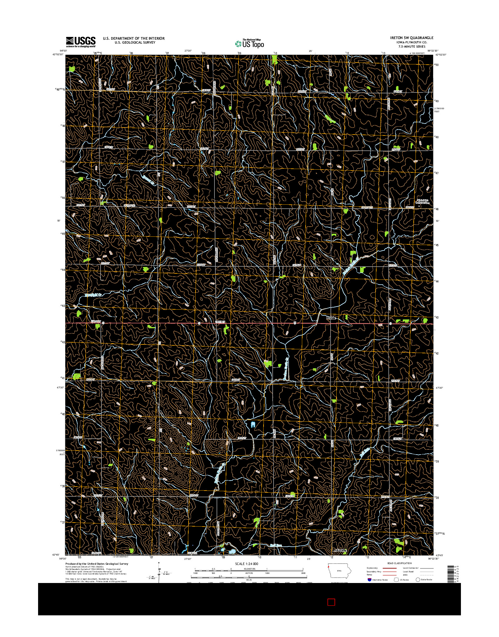 USGS US TOPO 7.5-MINUTE MAP FOR IRETON SW, IA 2015