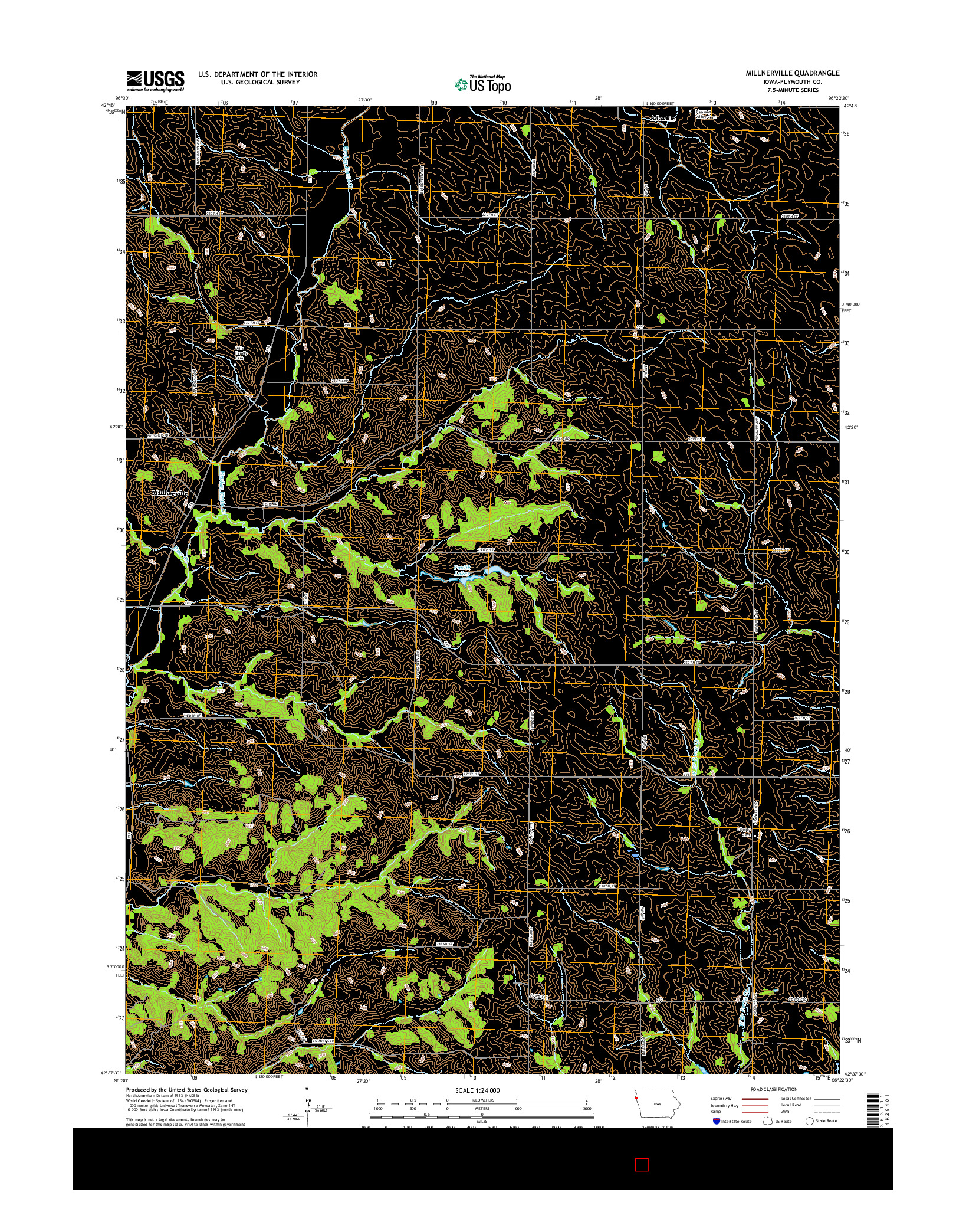 USGS US TOPO 7.5-MINUTE MAP FOR MILLNERVILLE, IA 2015
