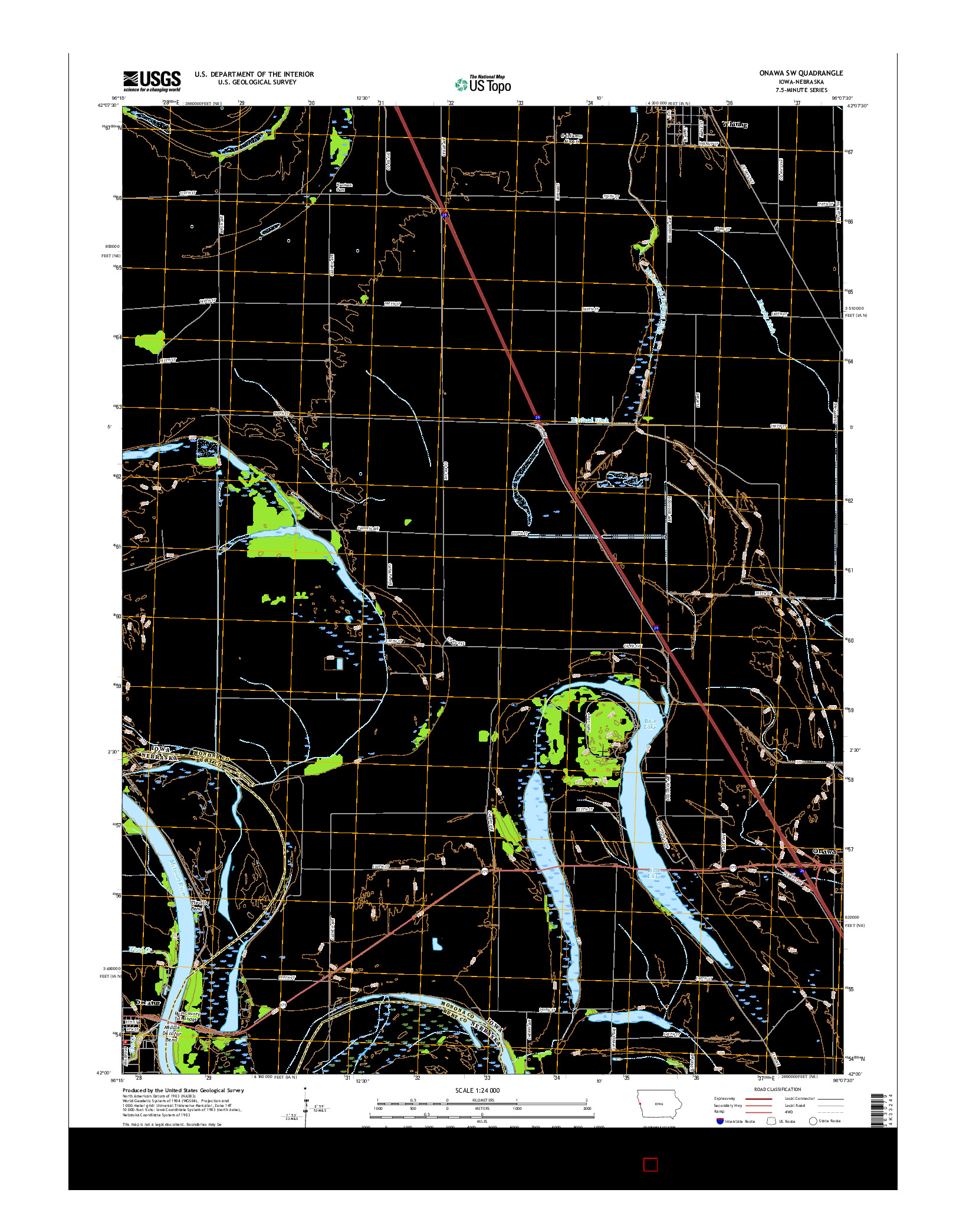 USGS US TOPO 7.5-MINUTE MAP FOR ONAWA SW, IA-NE 2015