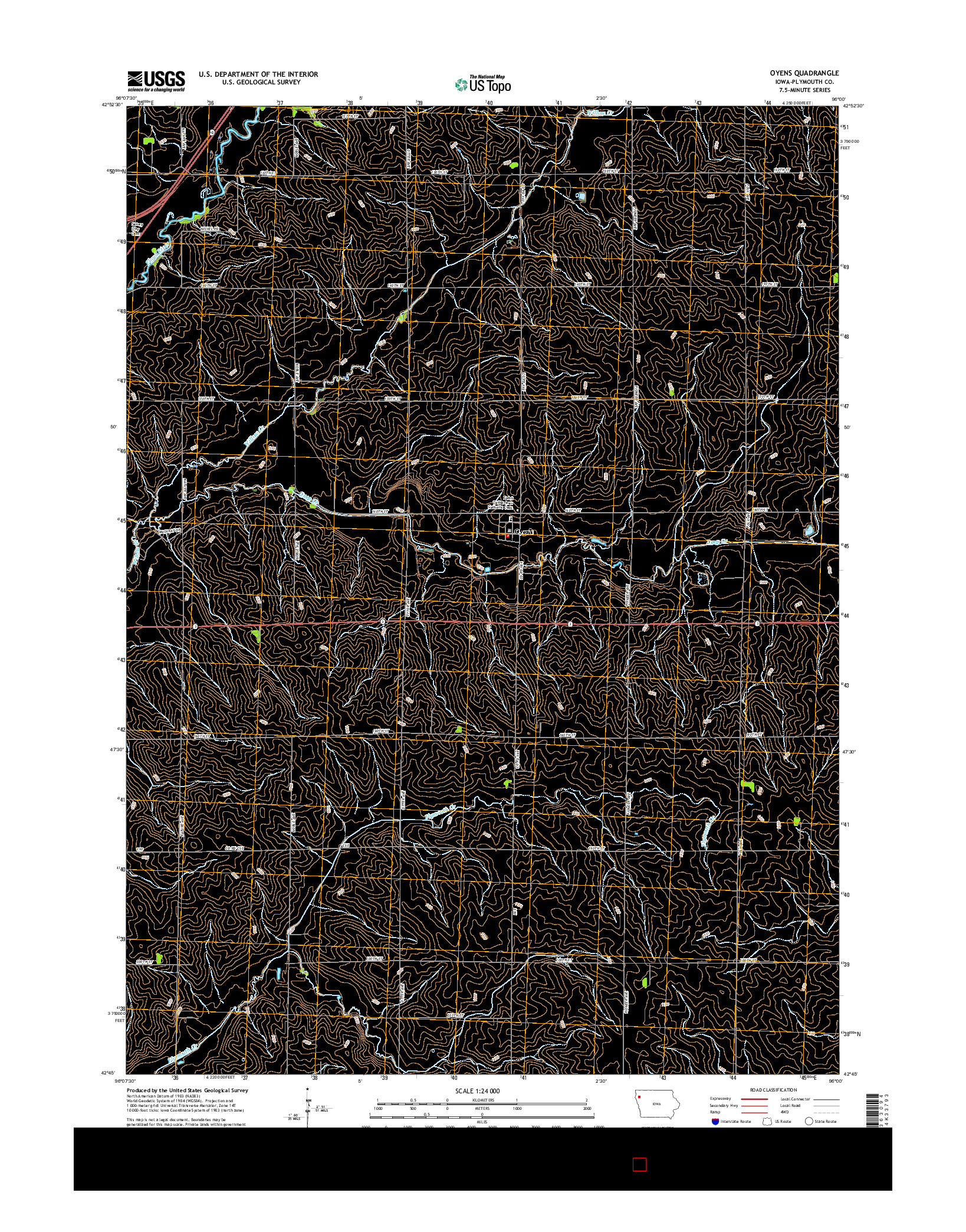 USGS US TOPO 7.5-MINUTE MAP FOR OYENS, IA 2015