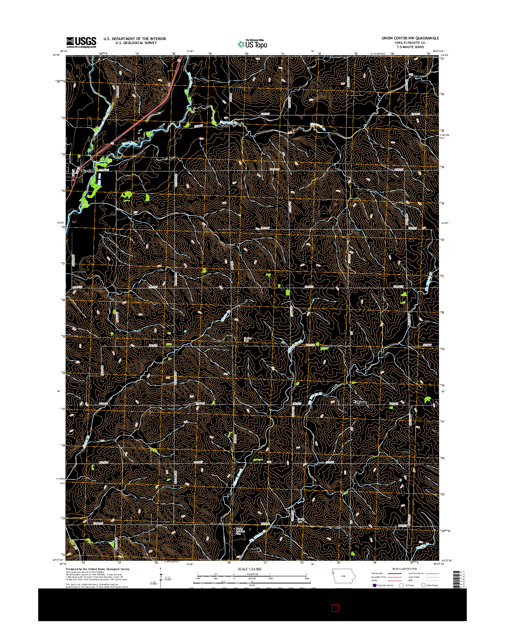 USGS US TOPO 7.5-MINUTE MAP FOR UNION CENTER NW, IA 2015