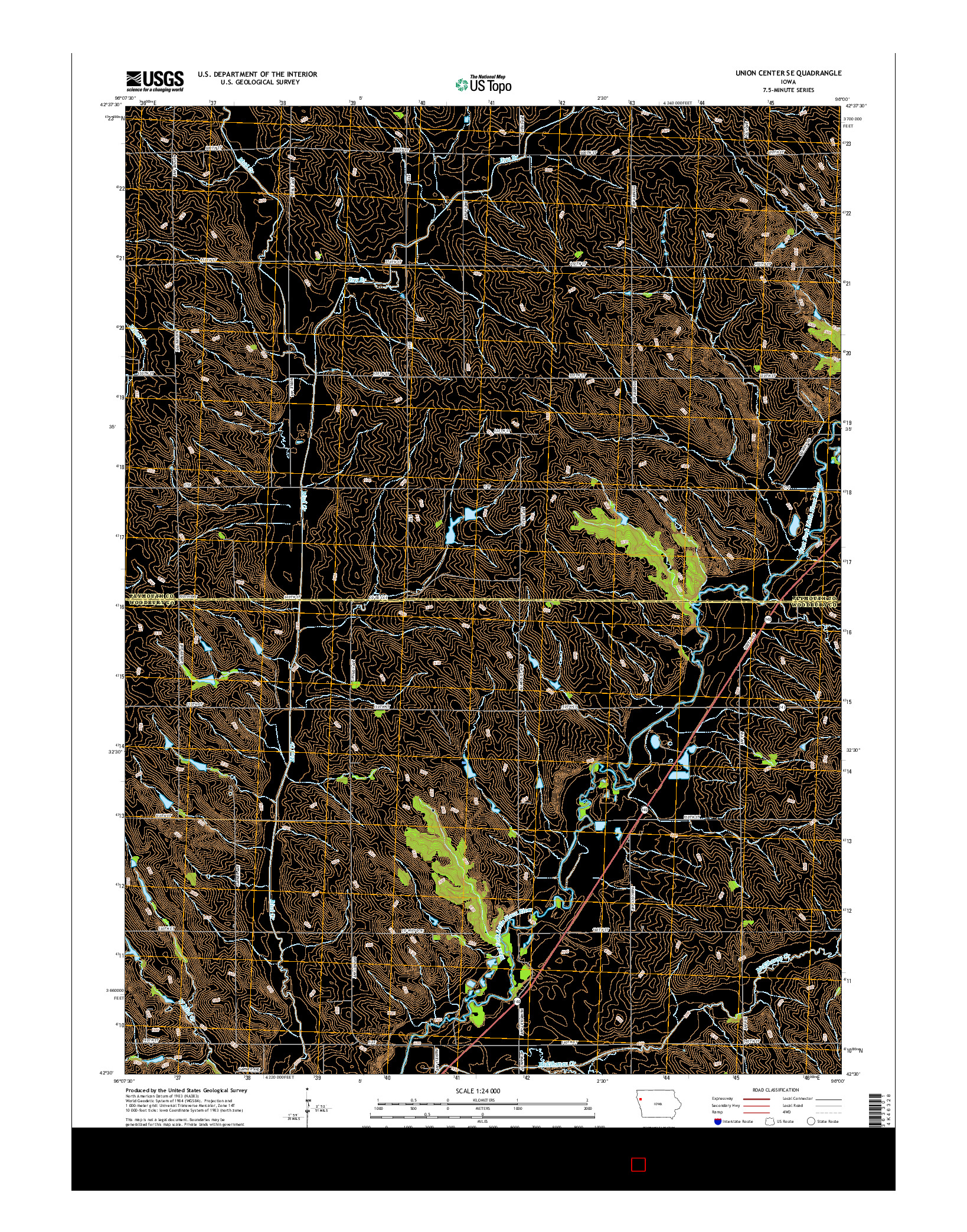 USGS US TOPO 7.5-MINUTE MAP FOR UNION CENTER SE, IA 2015