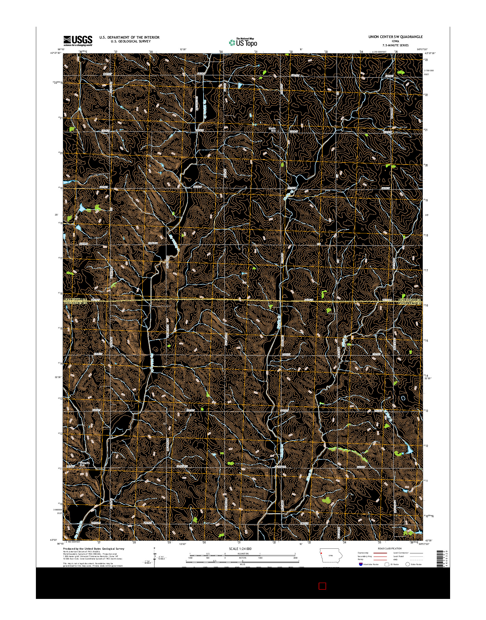 USGS US TOPO 7.5-MINUTE MAP FOR UNION CENTER SW, IA 2015