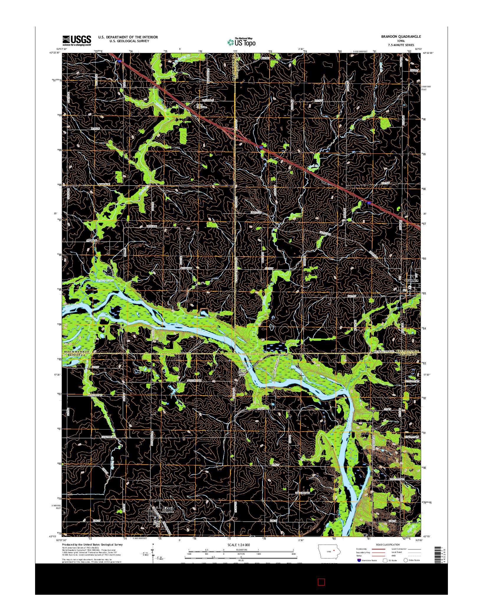 USGS US TOPO 7.5-MINUTE MAP FOR BRANDON, IA 2015