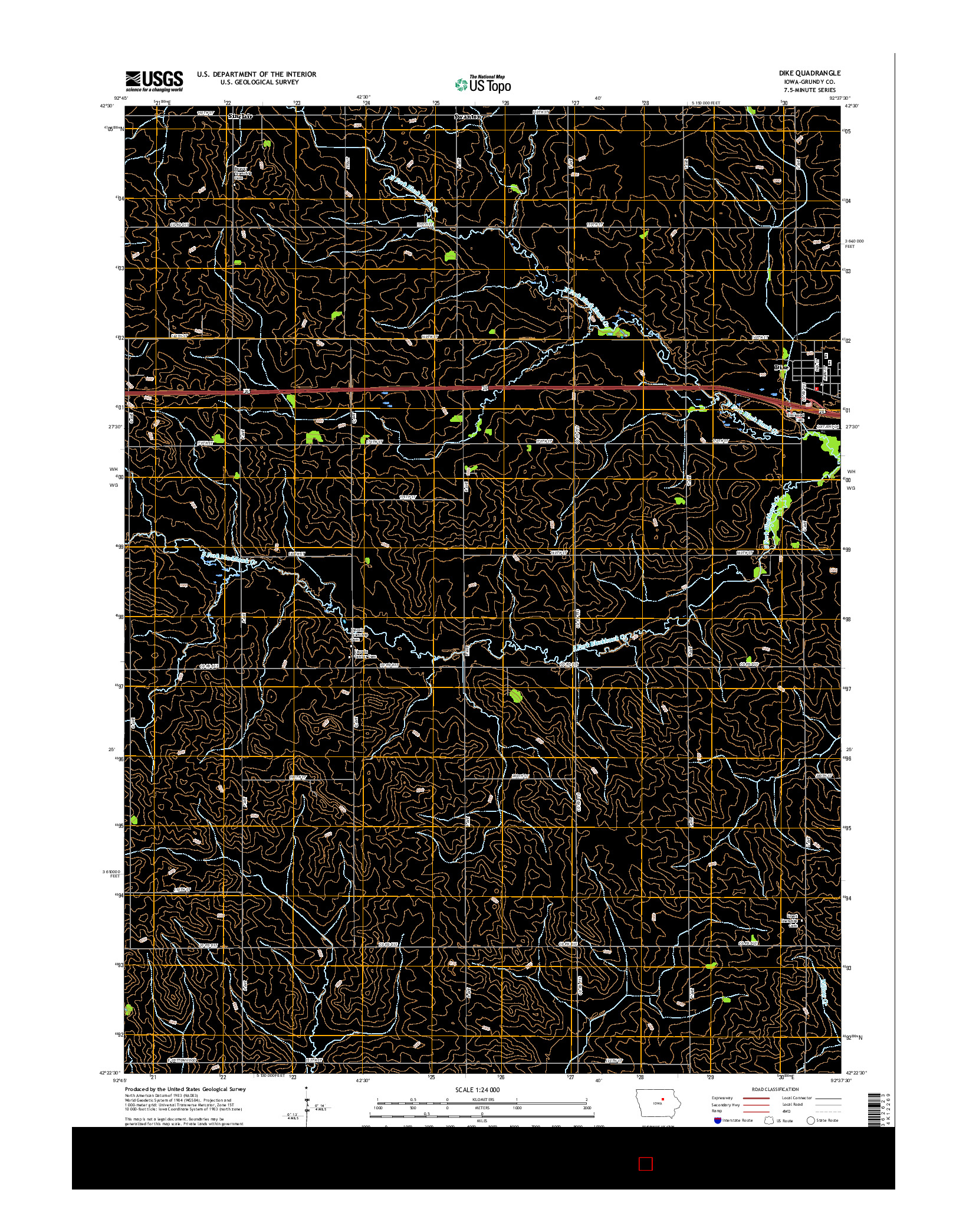 USGS US TOPO 7.5-MINUTE MAP FOR DIKE, IA 2015