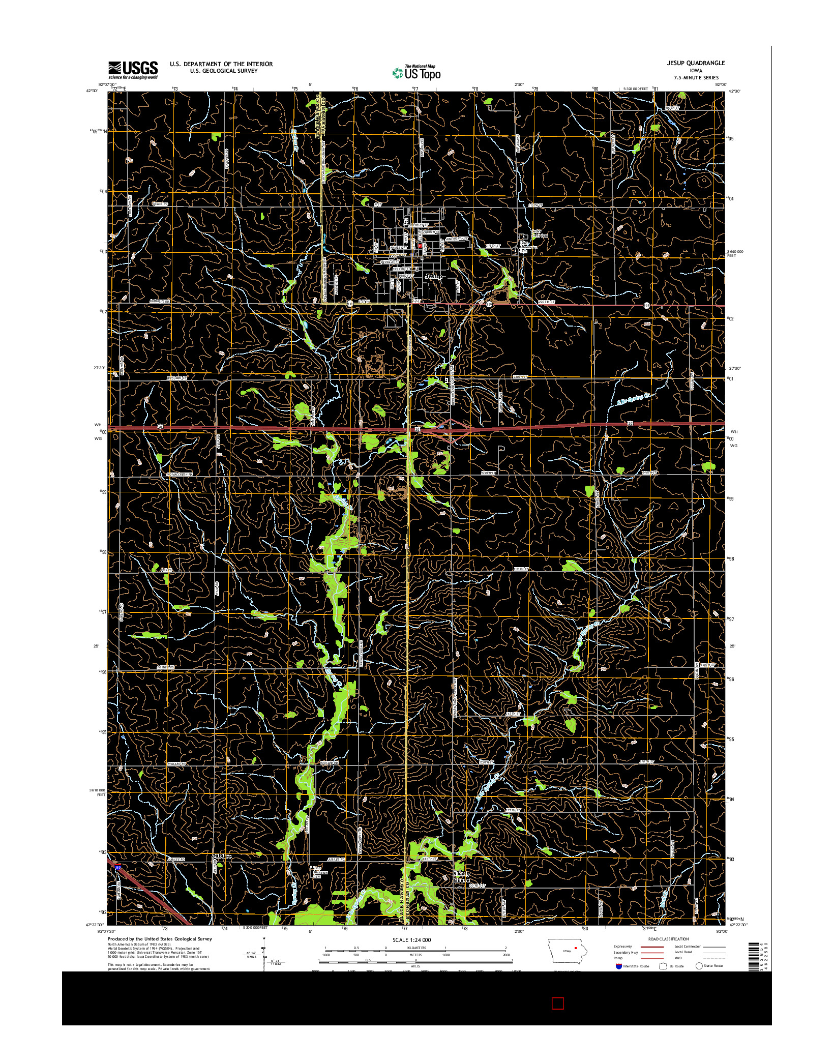 USGS US TOPO 7.5-MINUTE MAP FOR JESUP, IA 2015