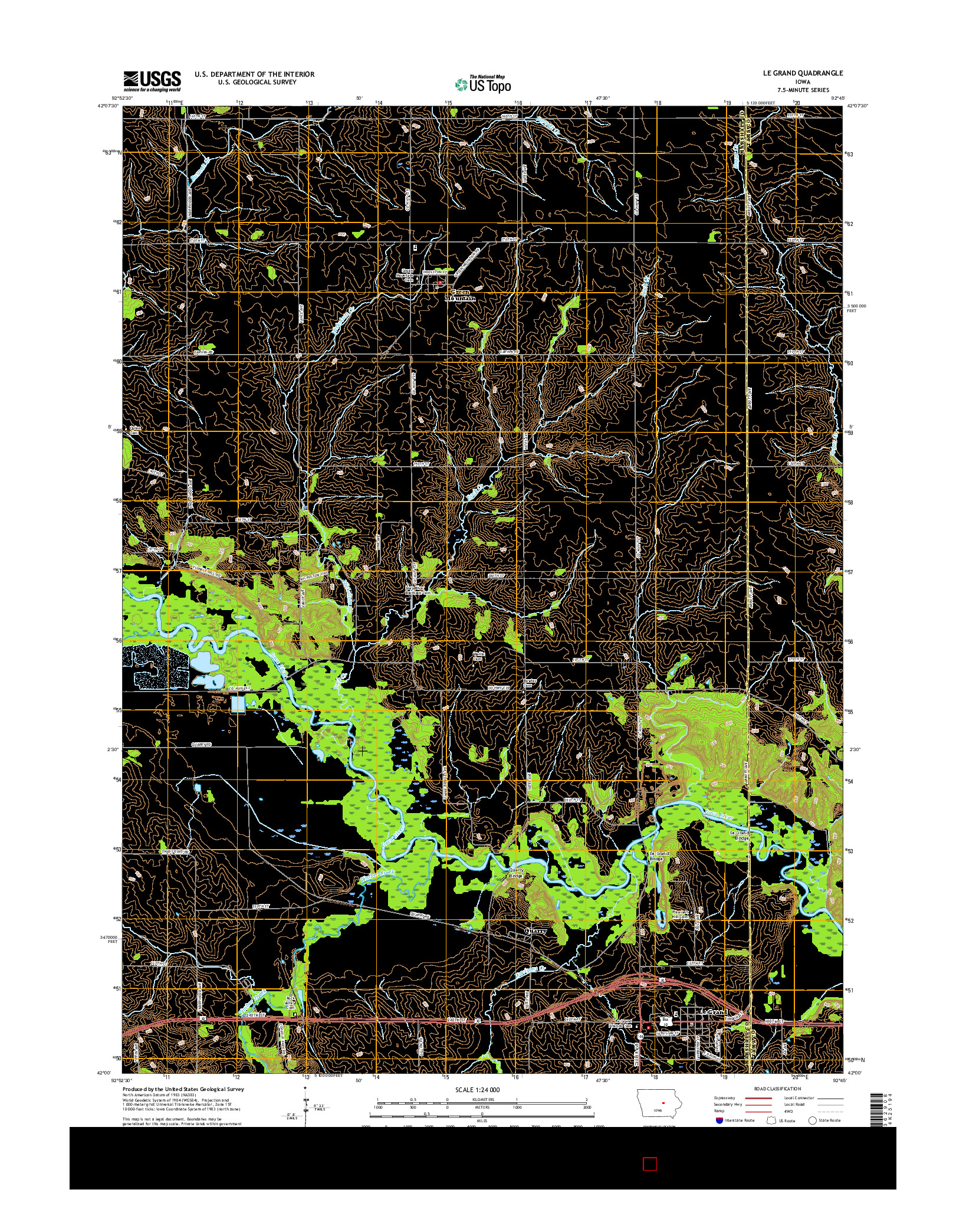 USGS US TOPO 7.5-MINUTE MAP FOR LE GRAND, IA 2015