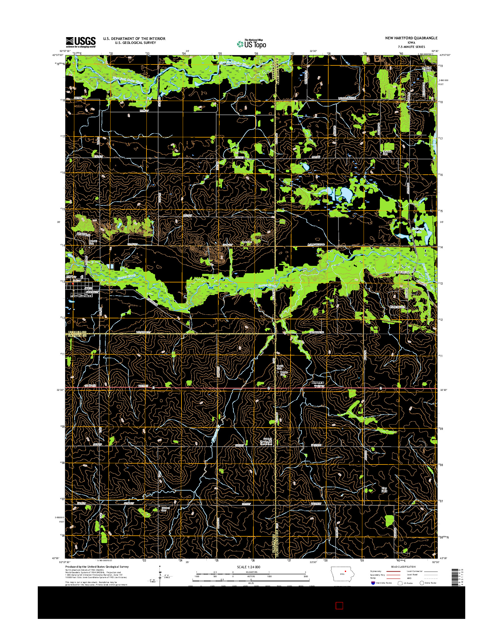 USGS US TOPO 7.5-MINUTE MAP FOR NEW HARTFORD, IA 2015