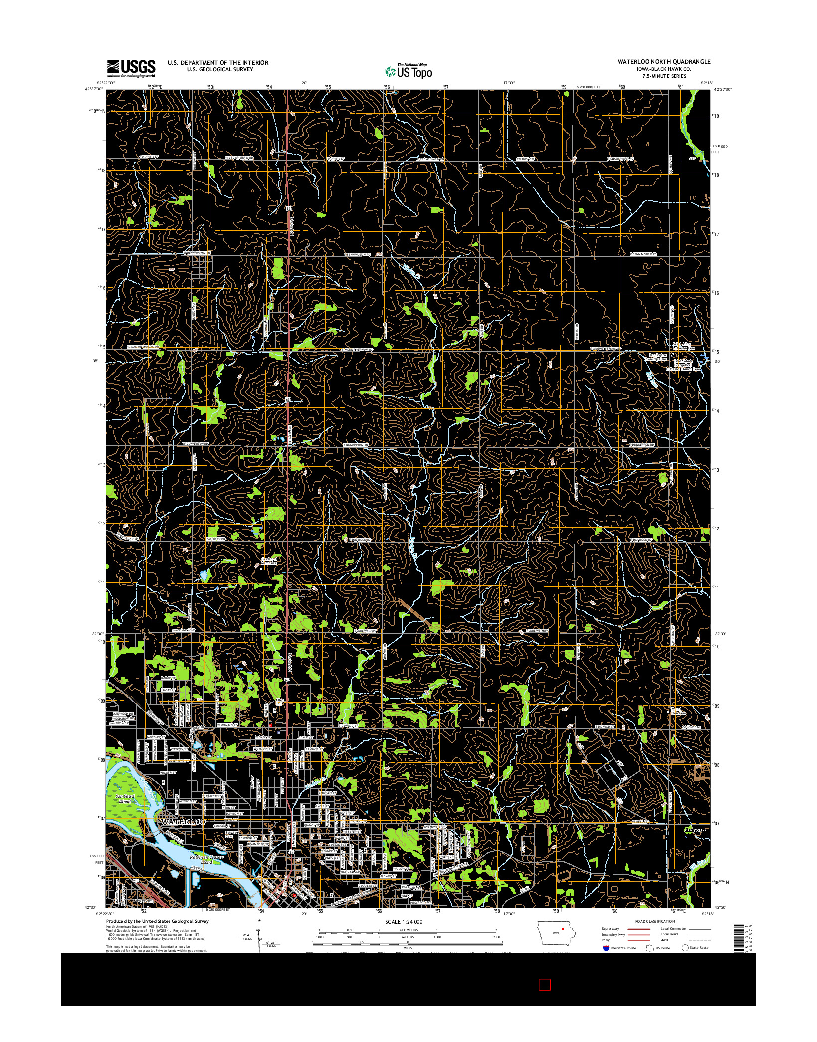 USGS US TOPO 7.5-MINUTE MAP FOR WATERLOO NORTH, IA 2015