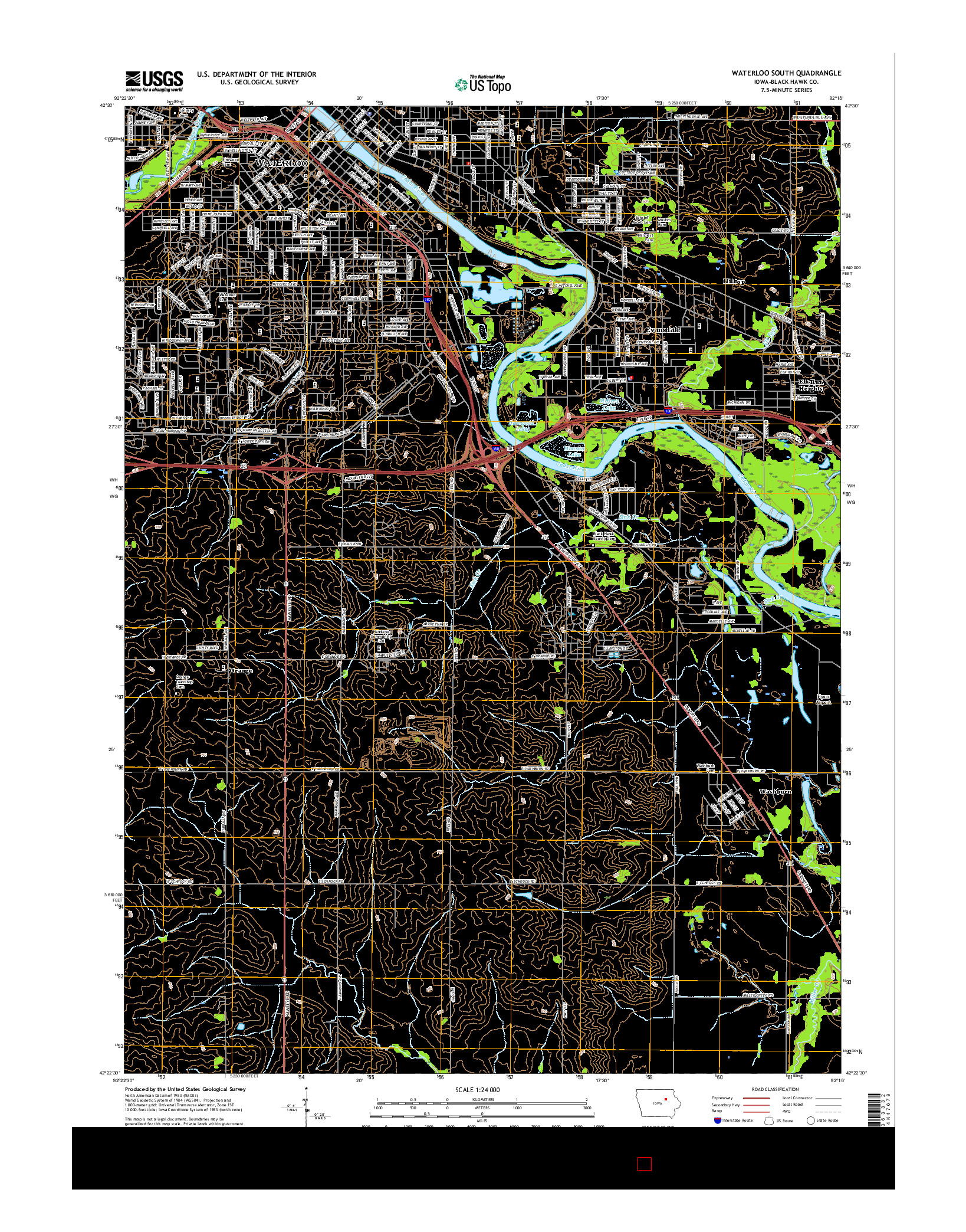USGS US TOPO 7.5-MINUTE MAP FOR WATERLOO SOUTH, IA 2015