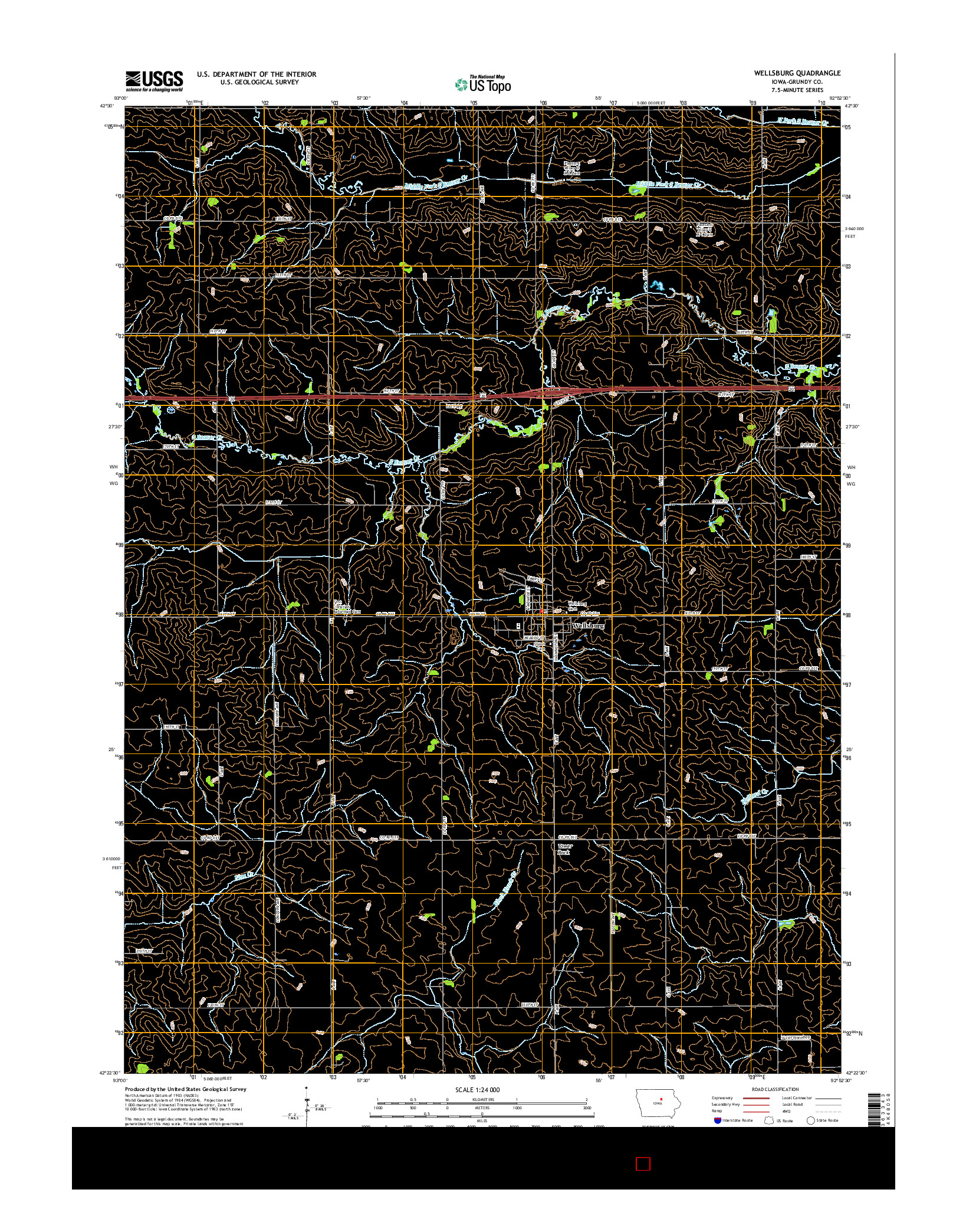 USGS US TOPO 7.5-MINUTE MAP FOR WELLSBURG, IA 2015