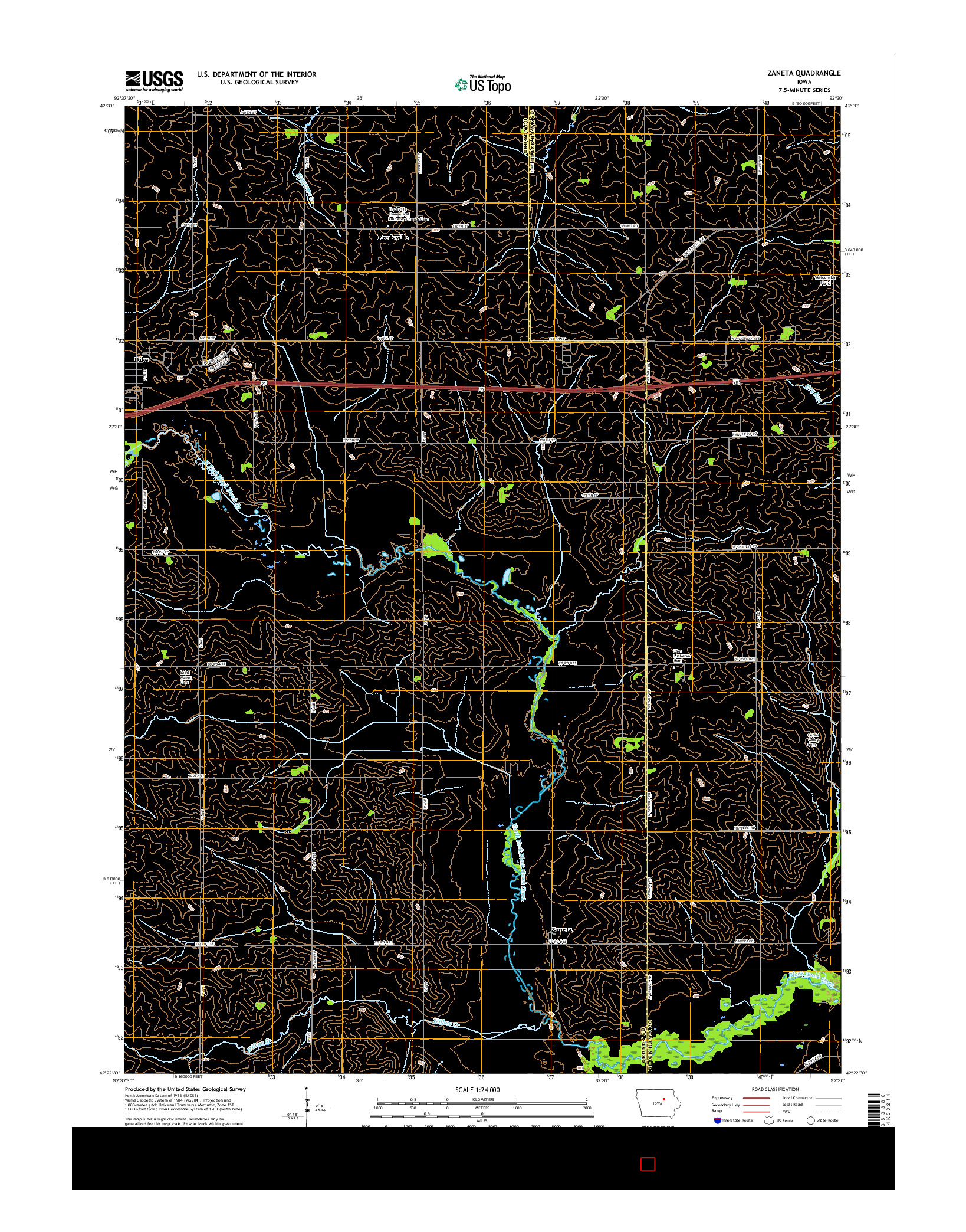 USGS US TOPO 7.5-MINUTE MAP FOR ZANETA, IA 2015