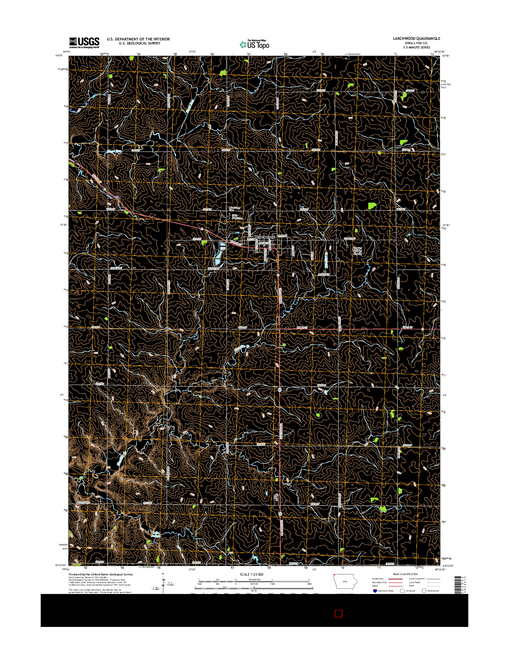 USGS US TOPO 7.5-MINUTE MAP FOR LARCHWOOD, IA 2015