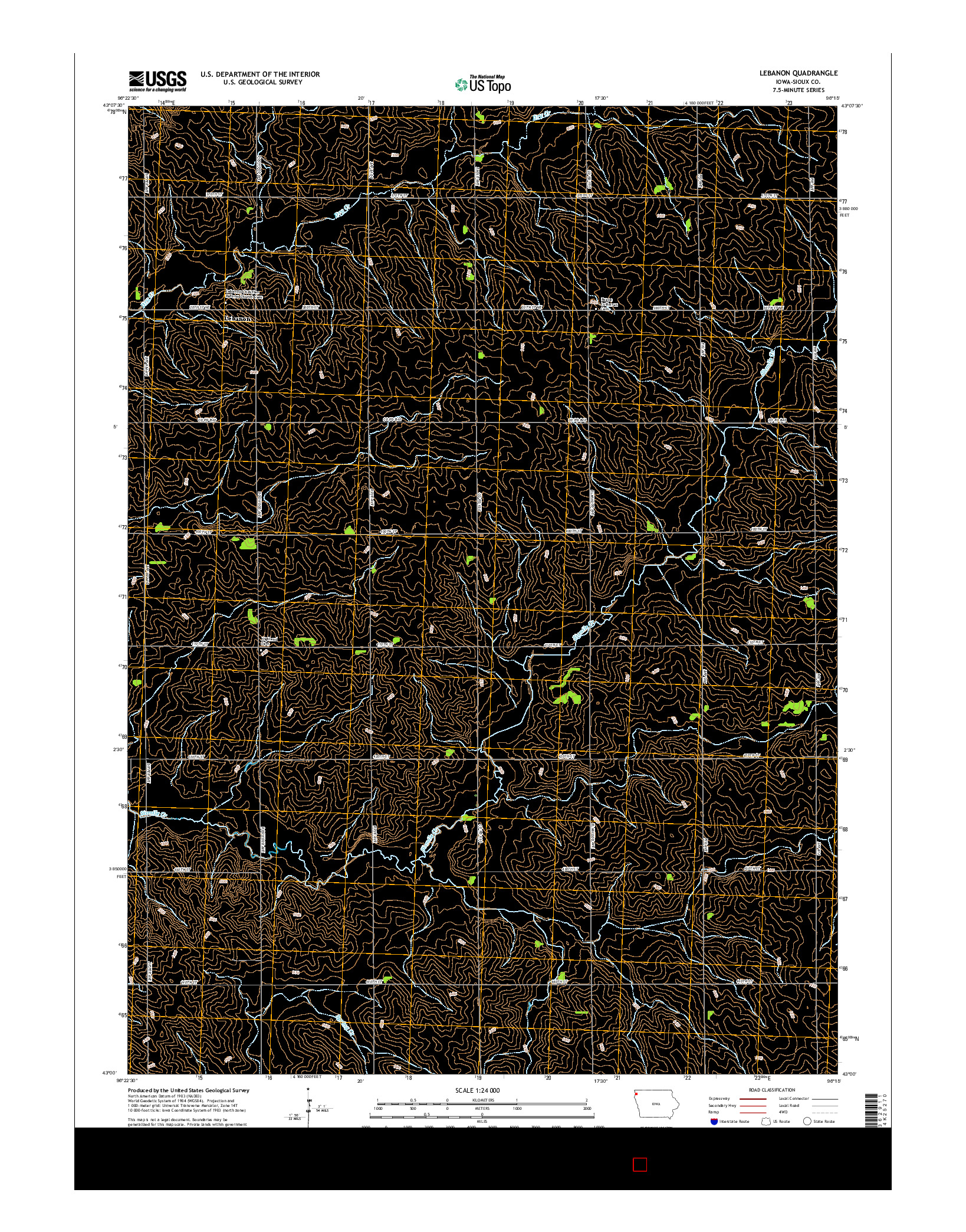 USGS US TOPO 7.5-MINUTE MAP FOR LEBANON, IA 2015