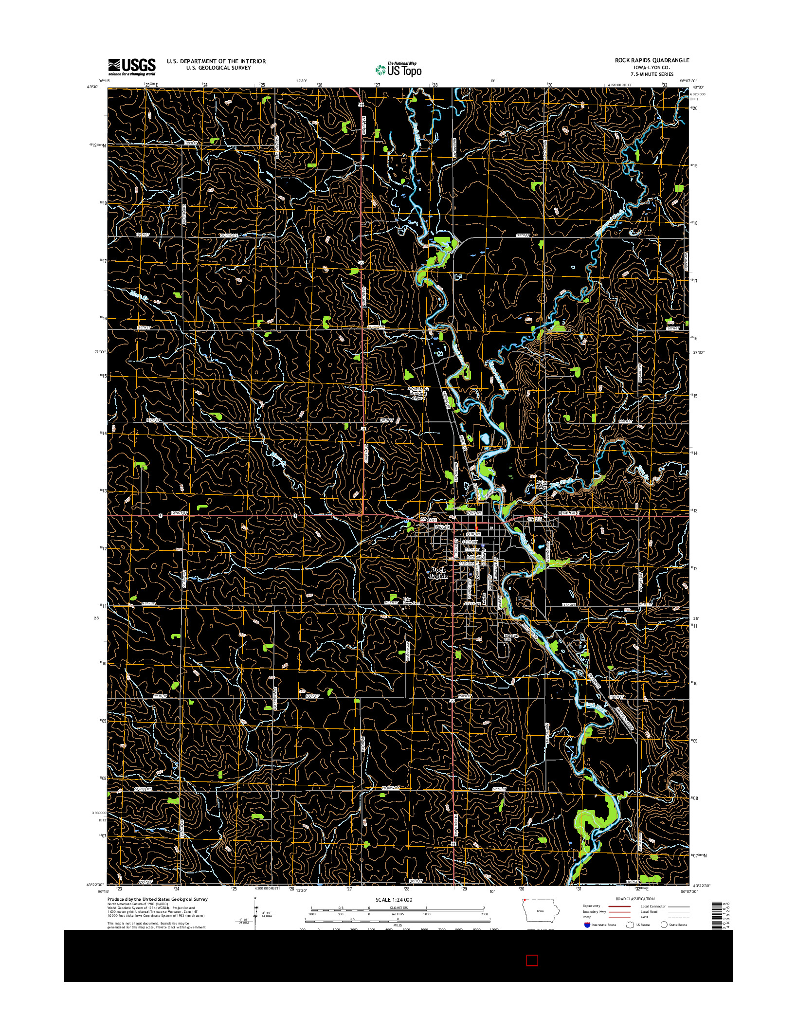 USGS US TOPO 7.5-MINUTE MAP FOR ROCK RAPIDS, IA 2015