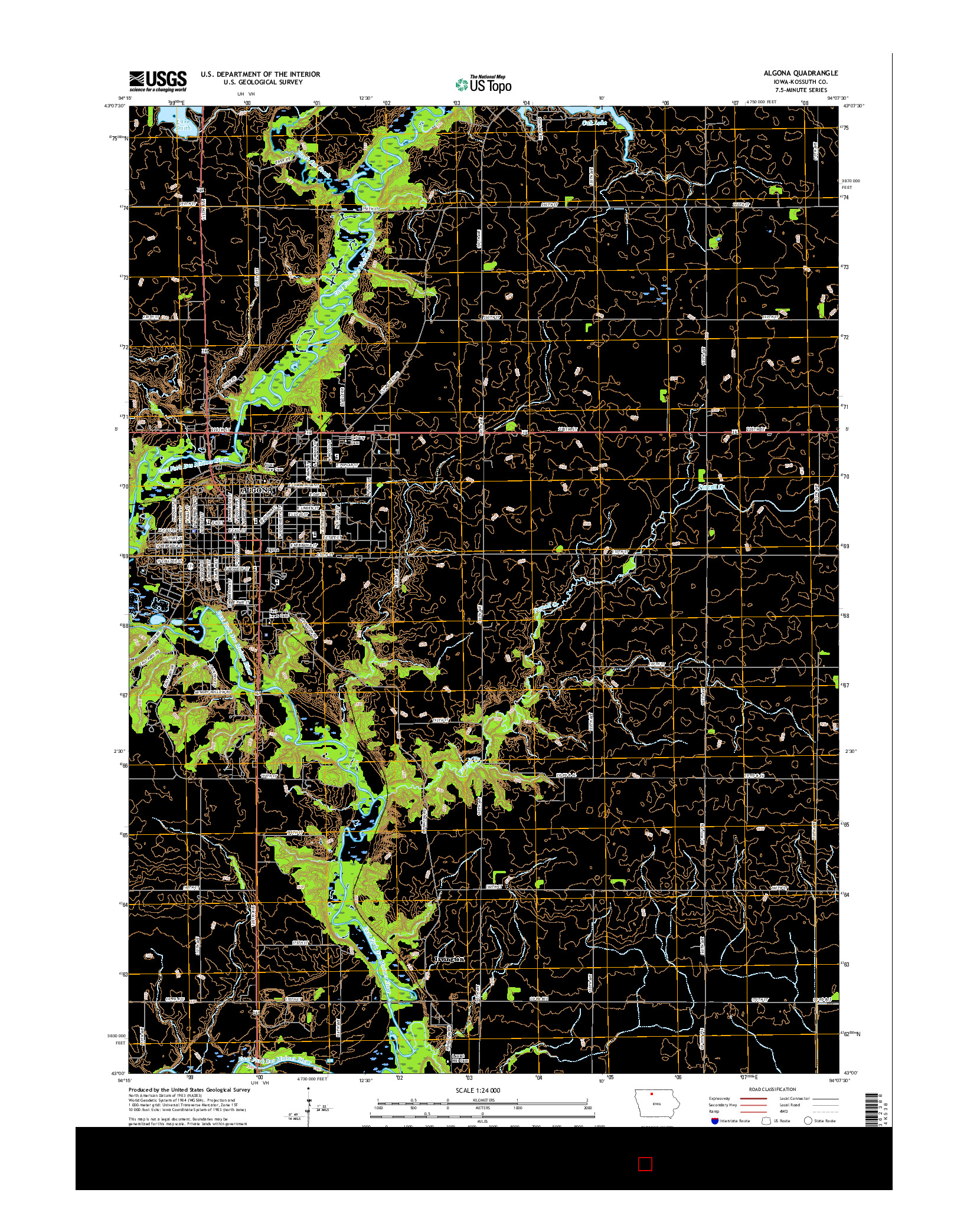 USGS US TOPO 7.5-MINUTE MAP FOR ALGONA, IA 2015