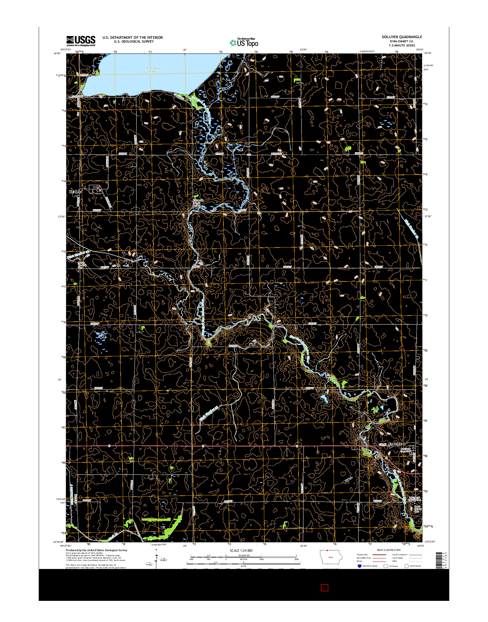 USGS US TOPO 7.5-MINUTE MAP FOR DOLLIVER, IA 2015