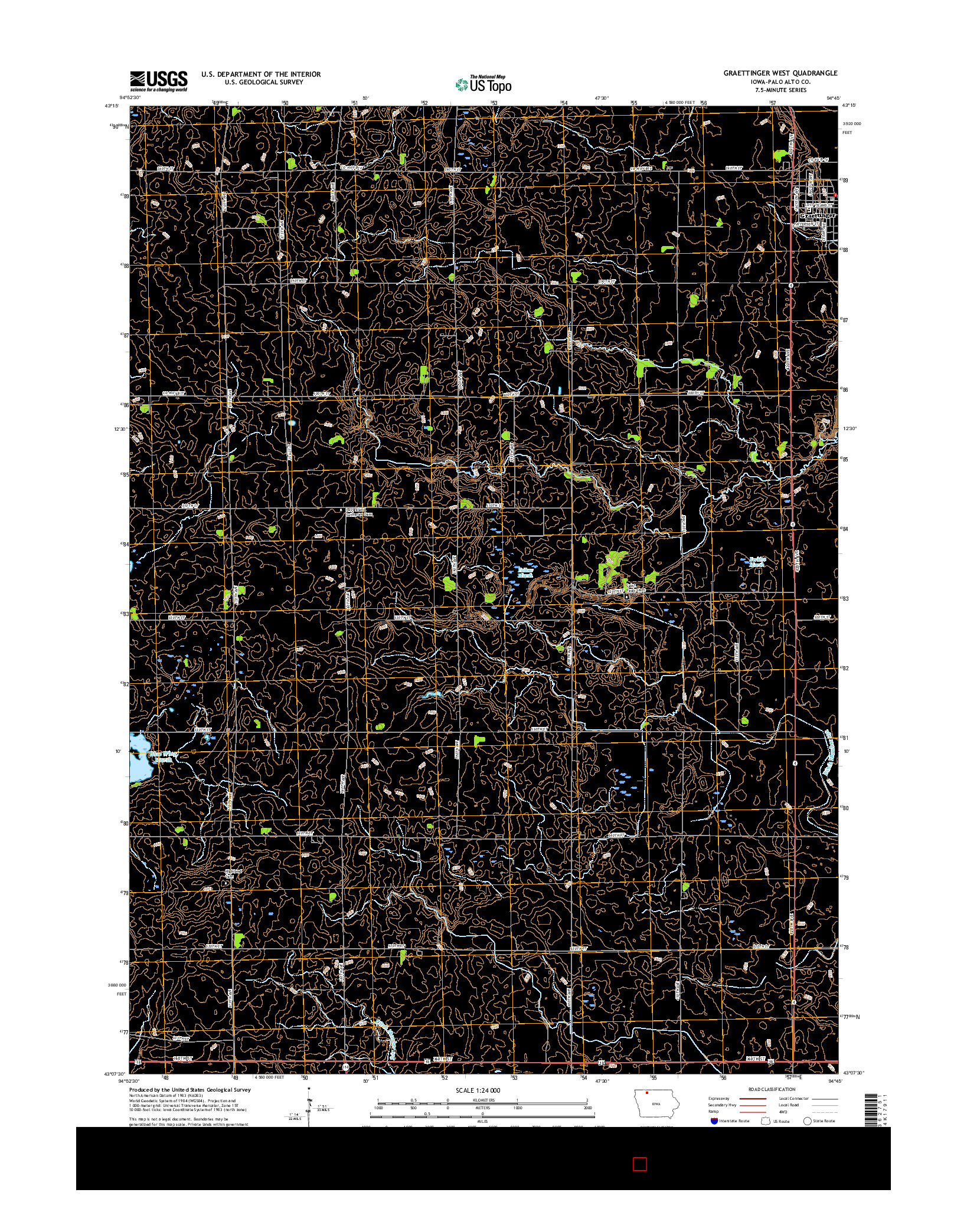 USGS US TOPO 7.5-MINUTE MAP FOR GRAETTINGER WEST, IA 2015