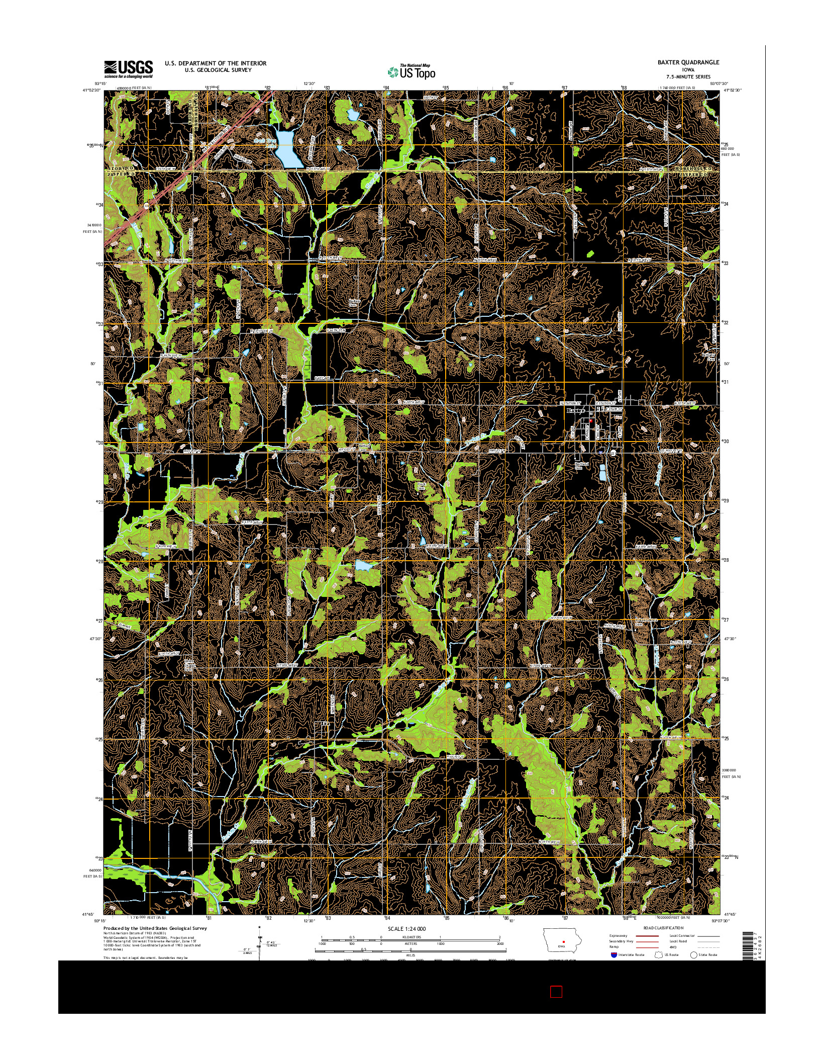 USGS US TOPO 7.5-MINUTE MAP FOR BAXTER, IA 2015