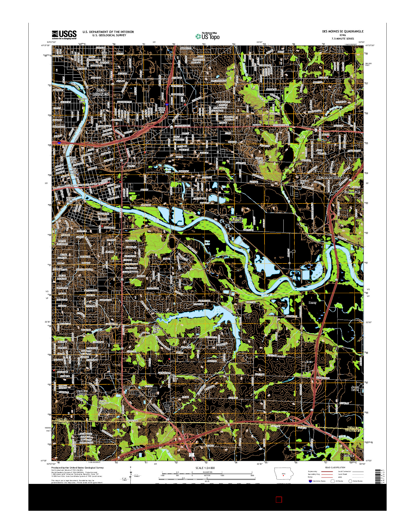 USGS US TOPO 7.5-MINUTE MAP FOR DES MOINES SE, IA 2015