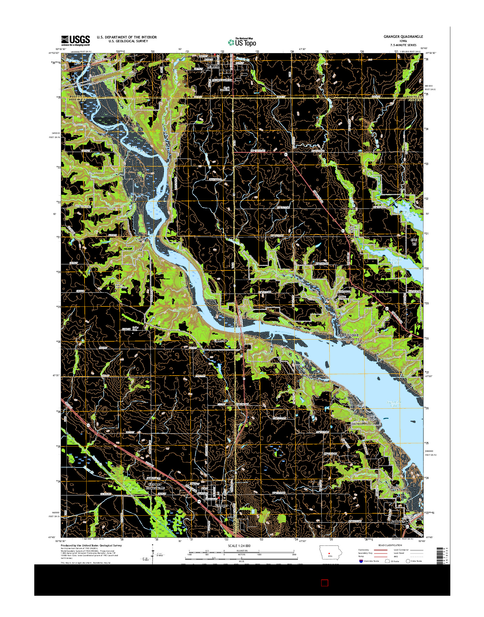 USGS US TOPO 7.5-MINUTE MAP FOR GRANGER, IA 2015