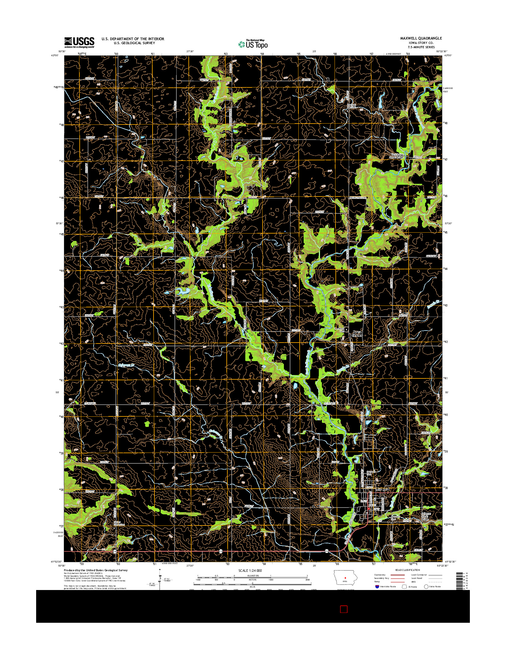 USGS US TOPO 7.5-MINUTE MAP FOR MAXWELL, IA 2015