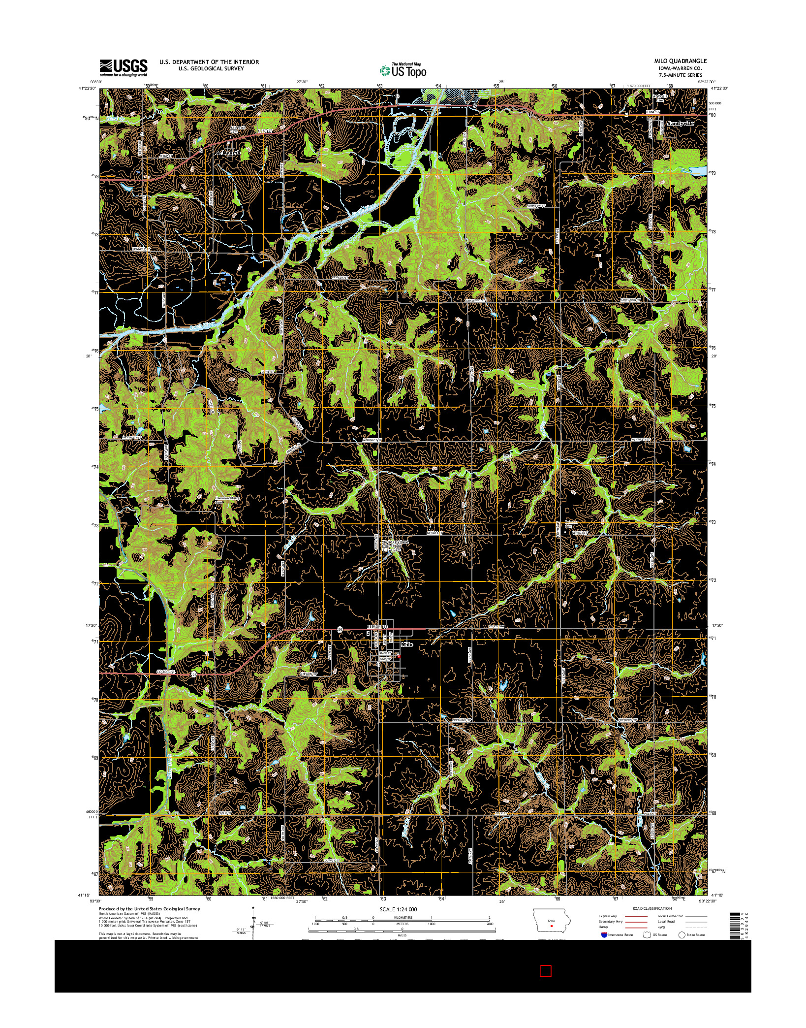 USGS US TOPO 7.5-MINUTE MAP FOR MILO, IA 2015