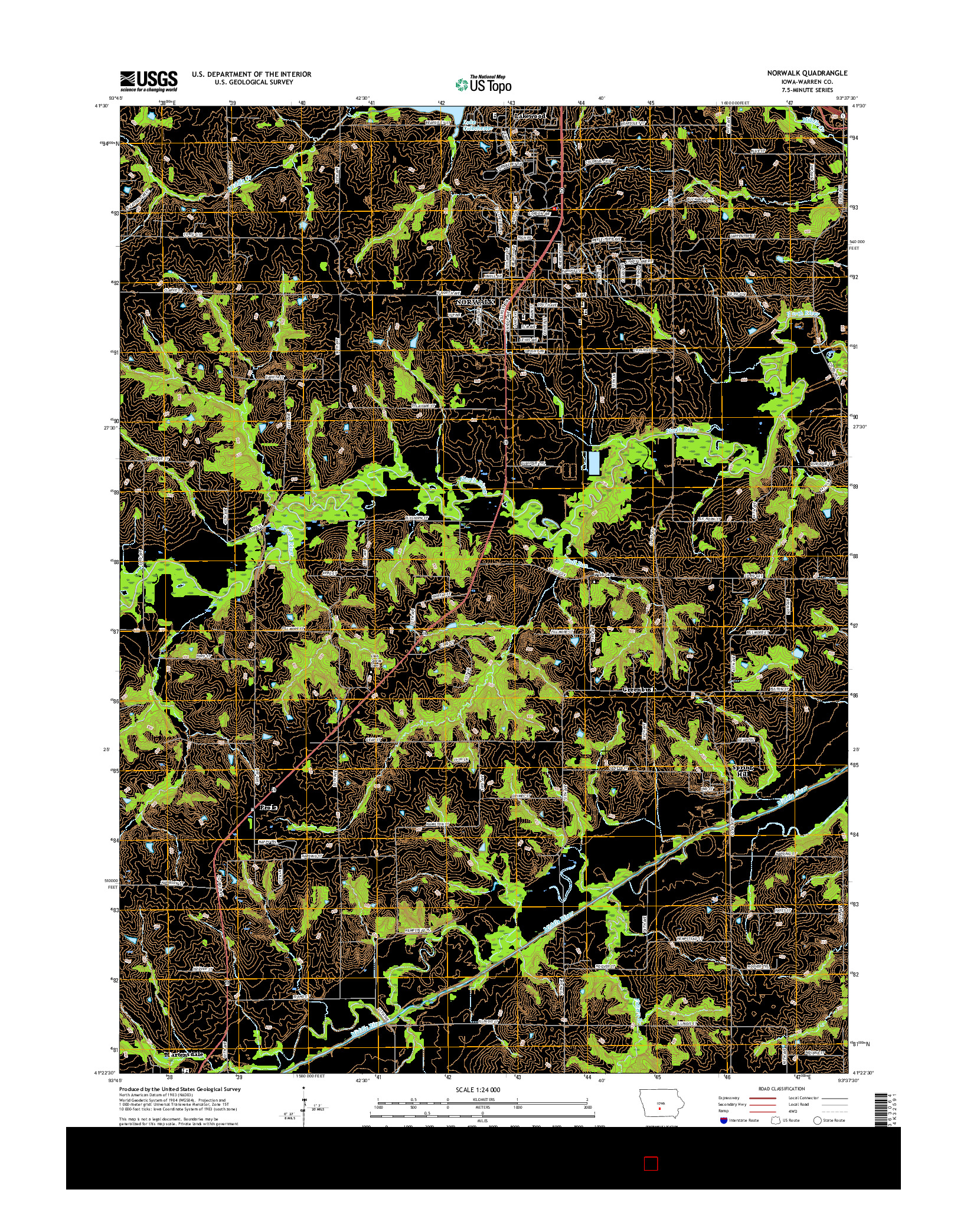 USGS US TOPO 7.5-MINUTE MAP FOR NORWALK, IA 2015