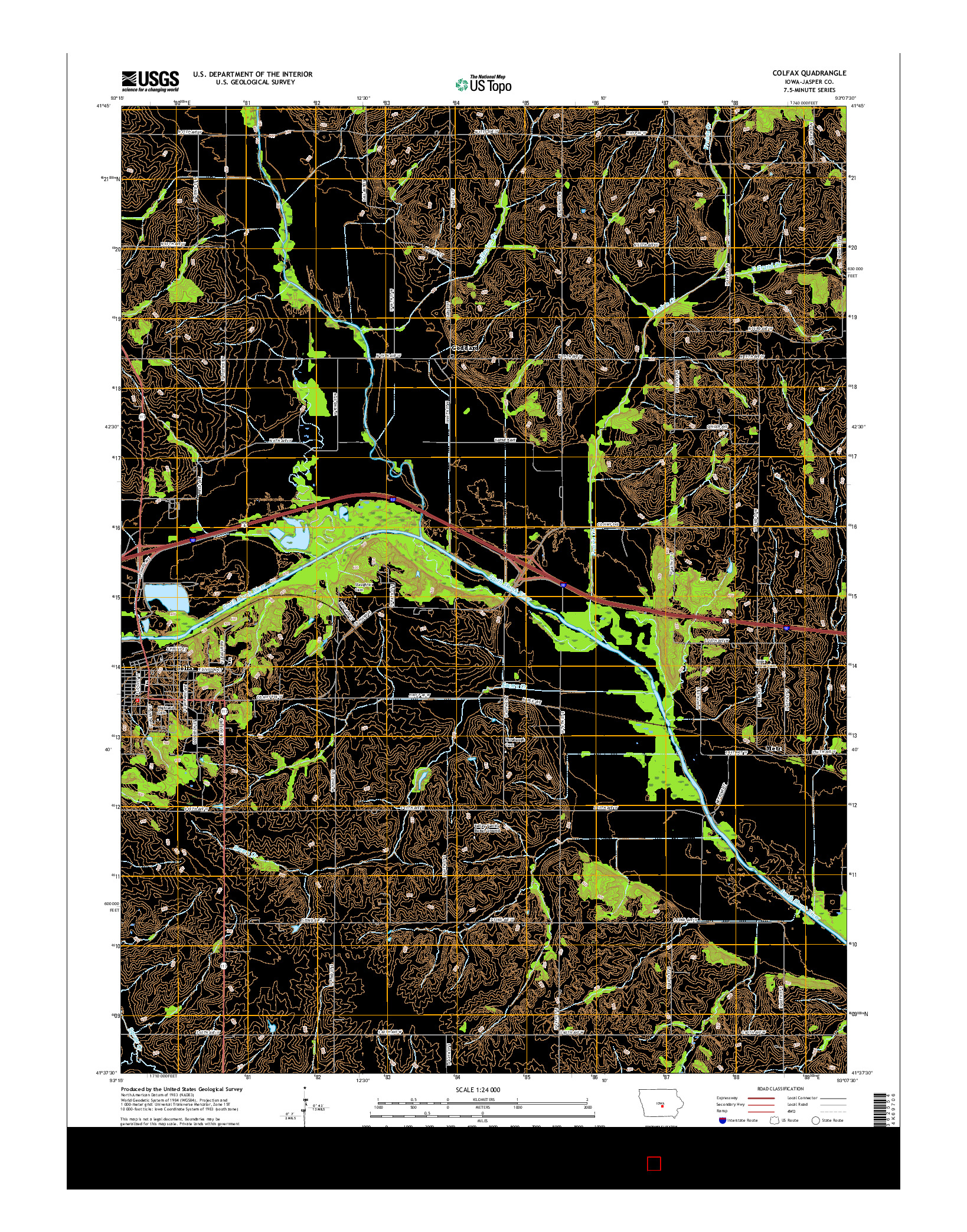 USGS US TOPO 7.5-MINUTE MAP FOR COLFAX, IA 2015