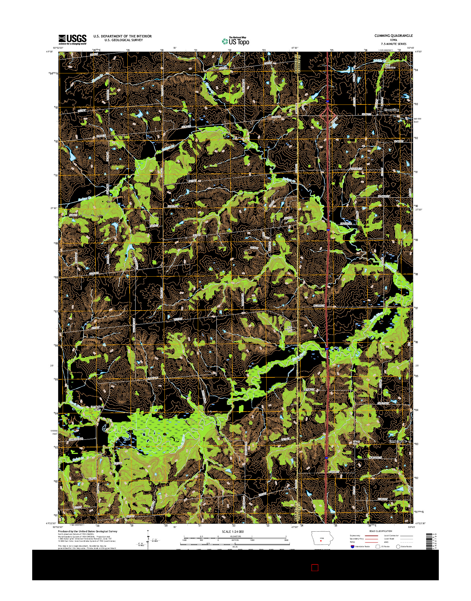 USGS US TOPO 7.5-MINUTE MAP FOR CUMMING, IA 2015