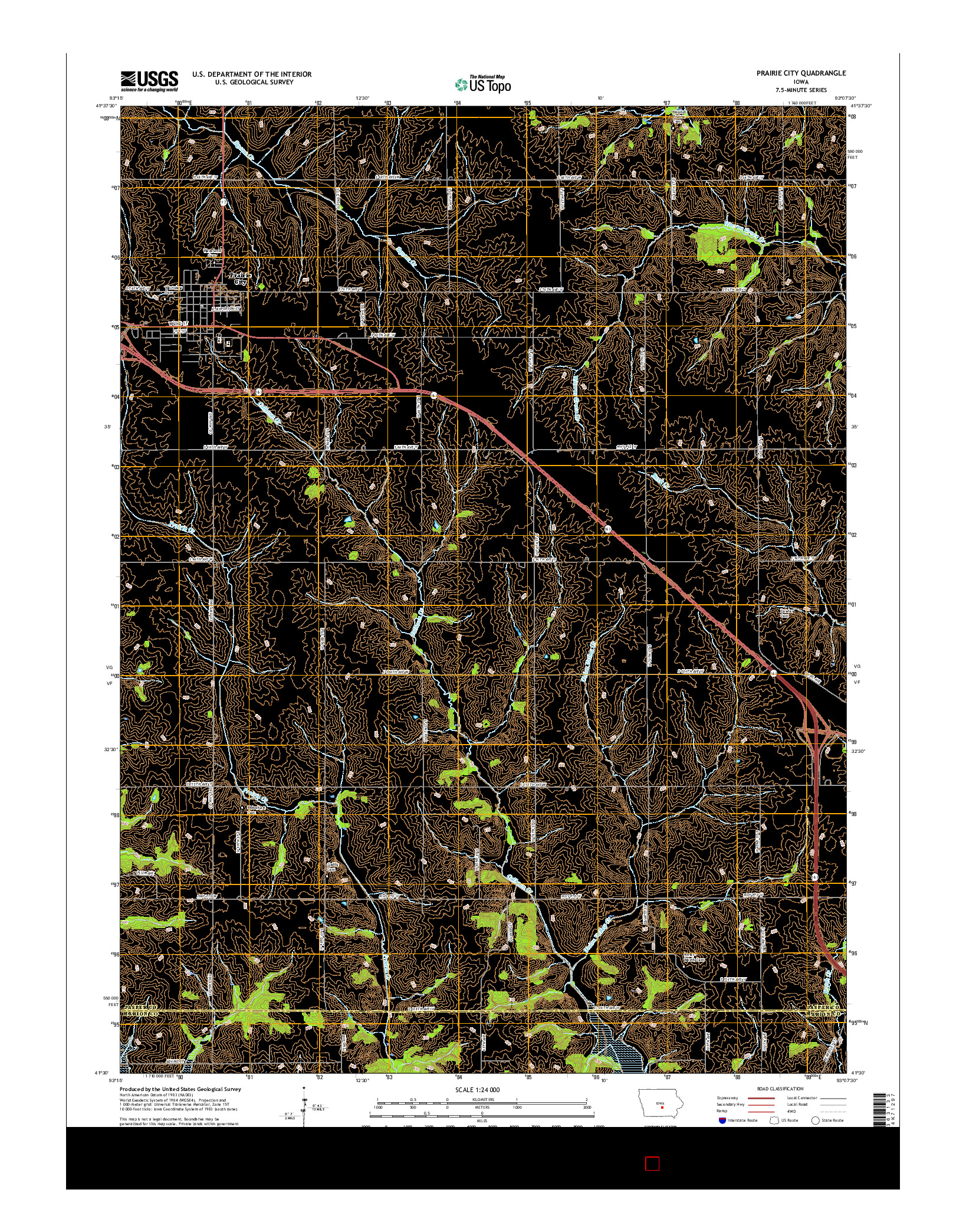 USGS US TOPO 7.5-MINUTE MAP FOR PRAIRIE CITY, IA 2015