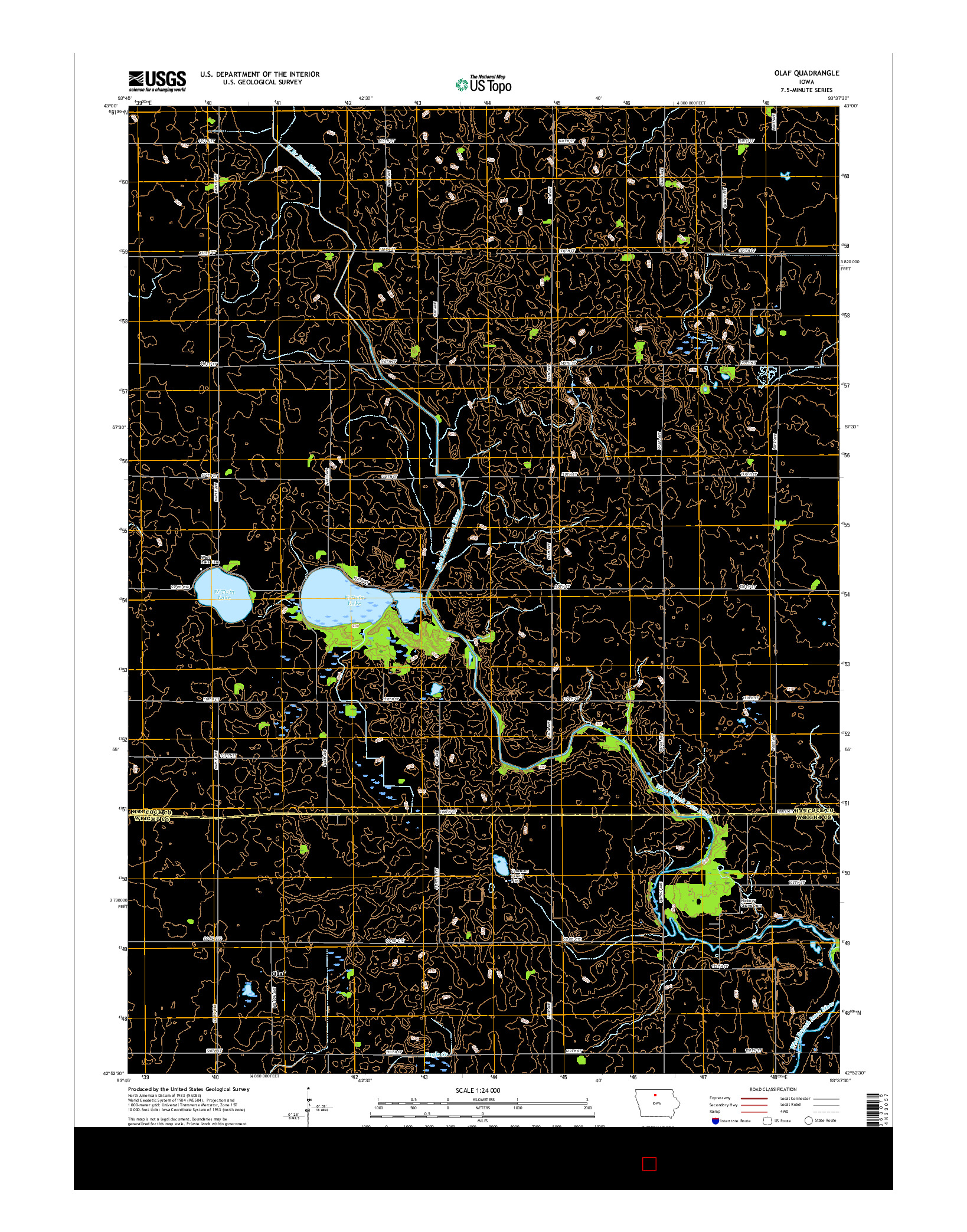 USGS US TOPO 7.5-MINUTE MAP FOR OLAF, IA 2015