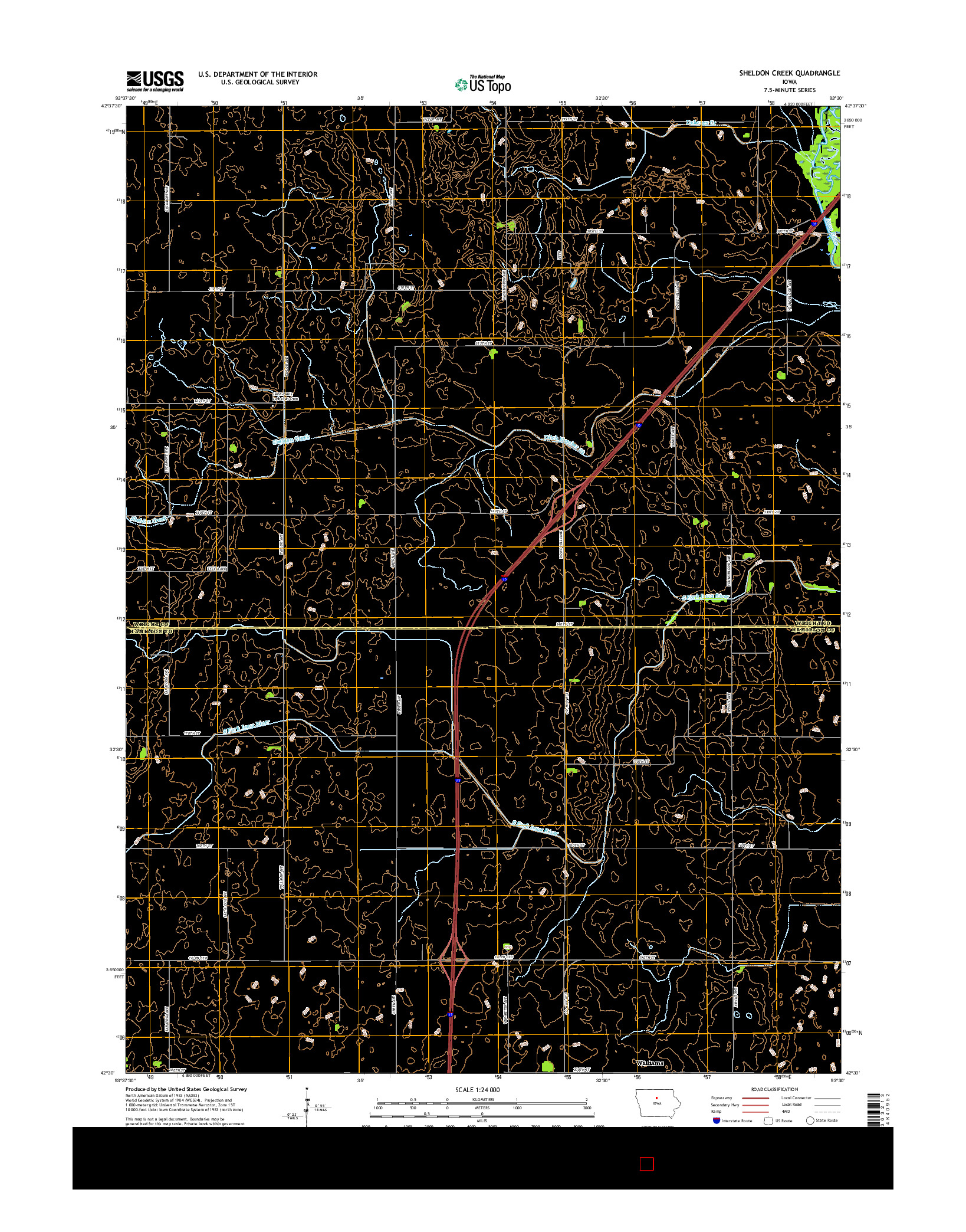 USGS US TOPO 7.5-MINUTE MAP FOR SHELDON CREEK, IA 2015