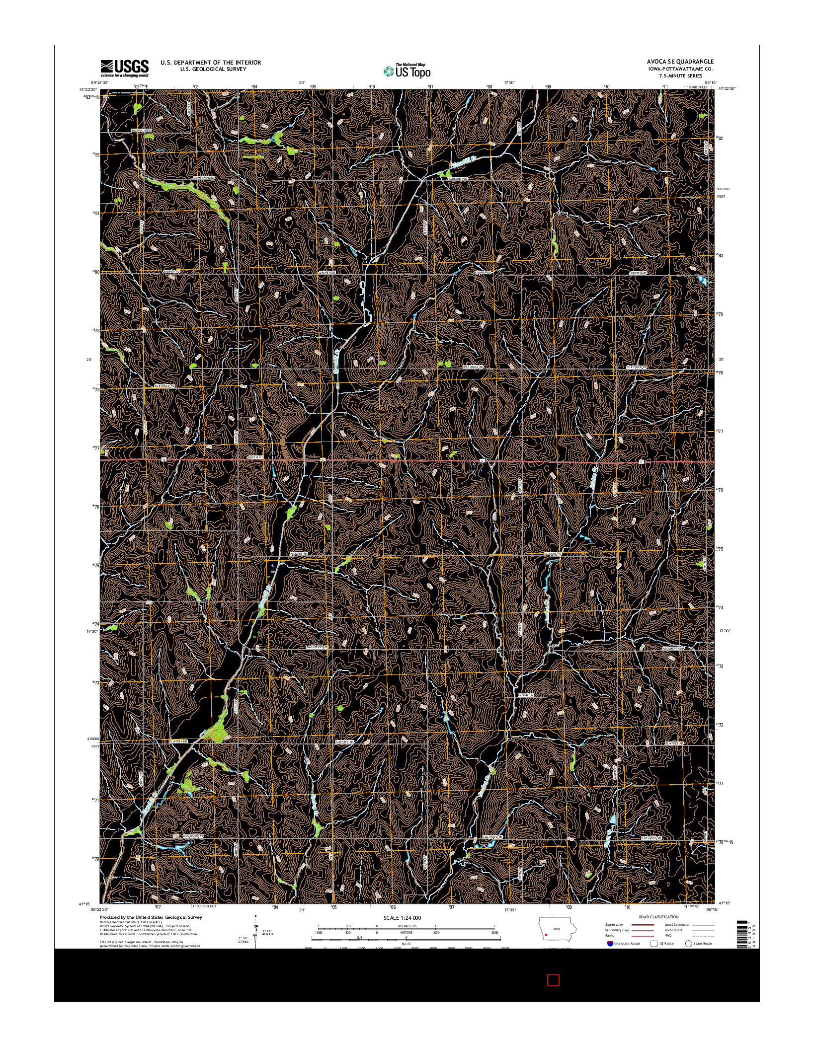 USGS US TOPO 7.5-MINUTE MAP FOR AVOCA SE, IA 2015