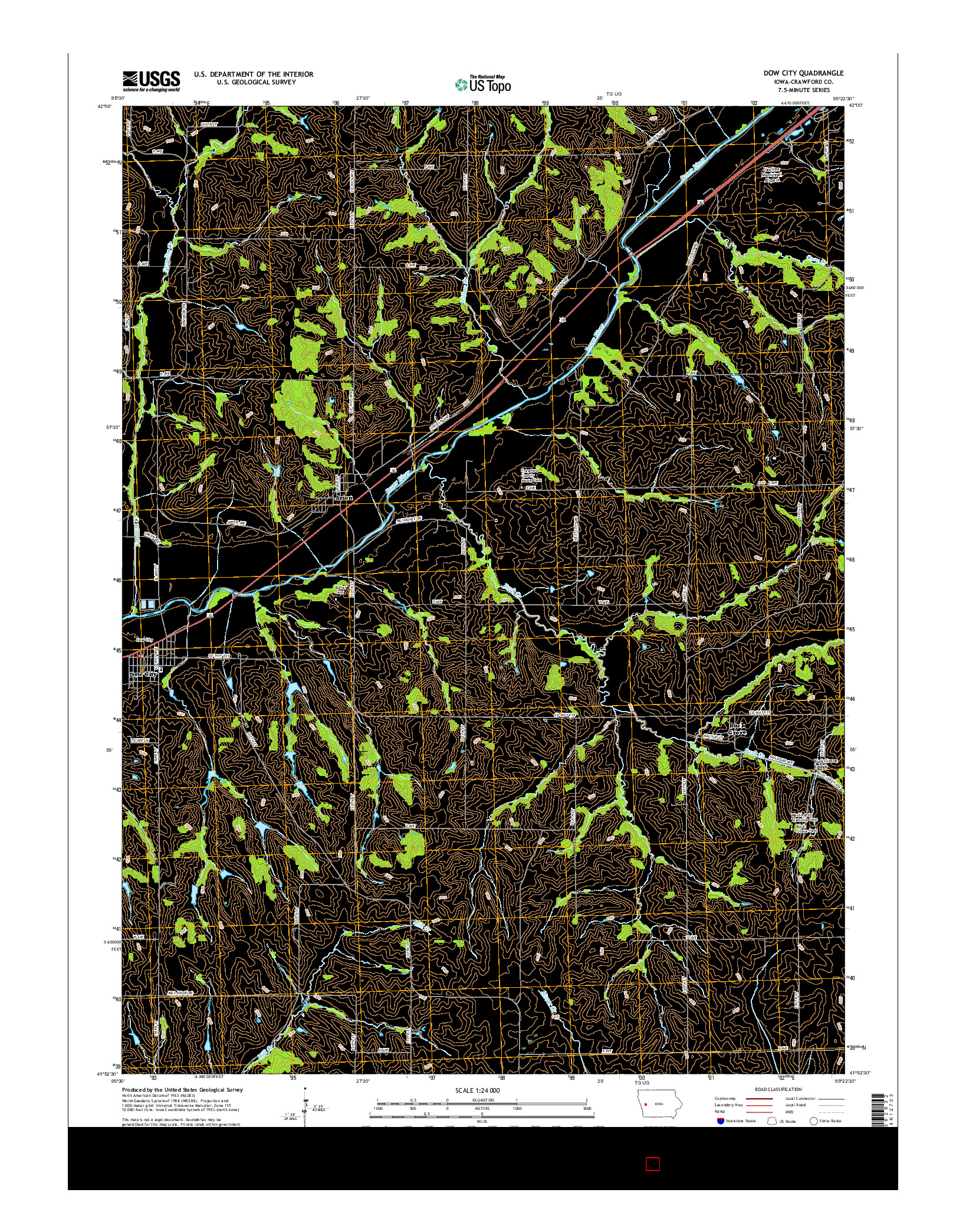 USGS US TOPO 7.5-MINUTE MAP FOR DOW CITY, IA 2015