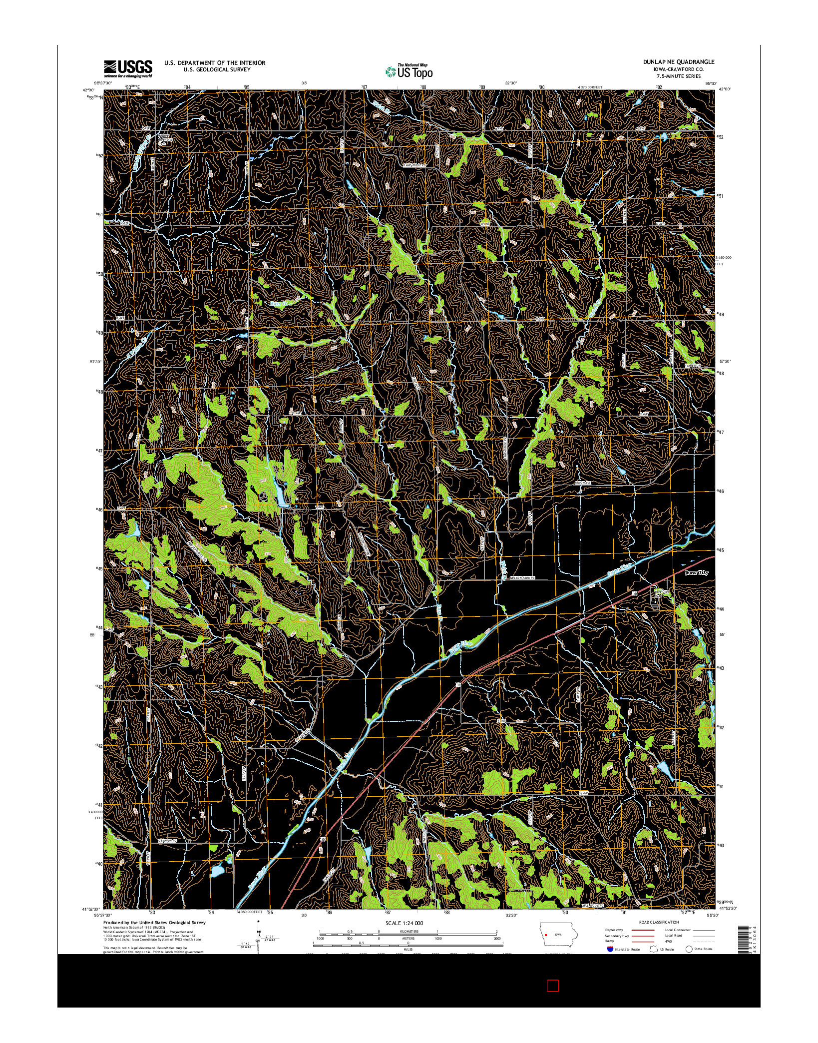 USGS US TOPO 7.5-MINUTE MAP FOR DUNLAP NE, IA 2015