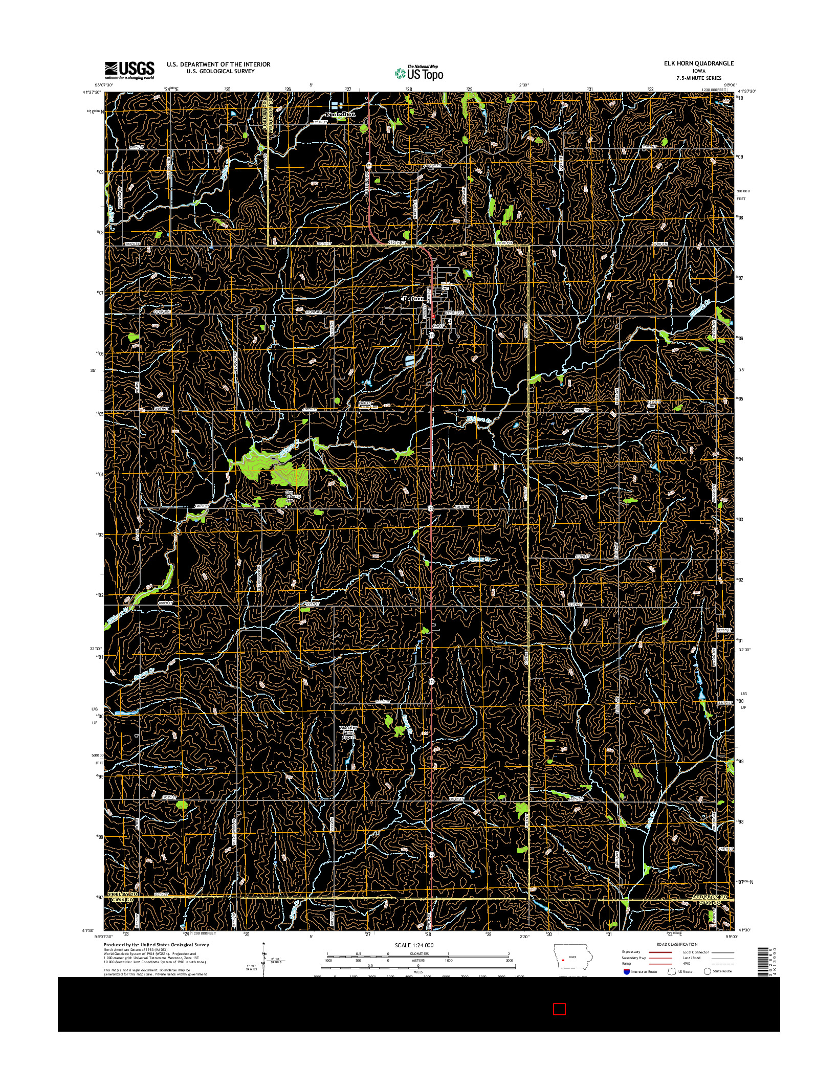 USGS US TOPO 7.5-MINUTE MAP FOR ELK HORN, IA 2015