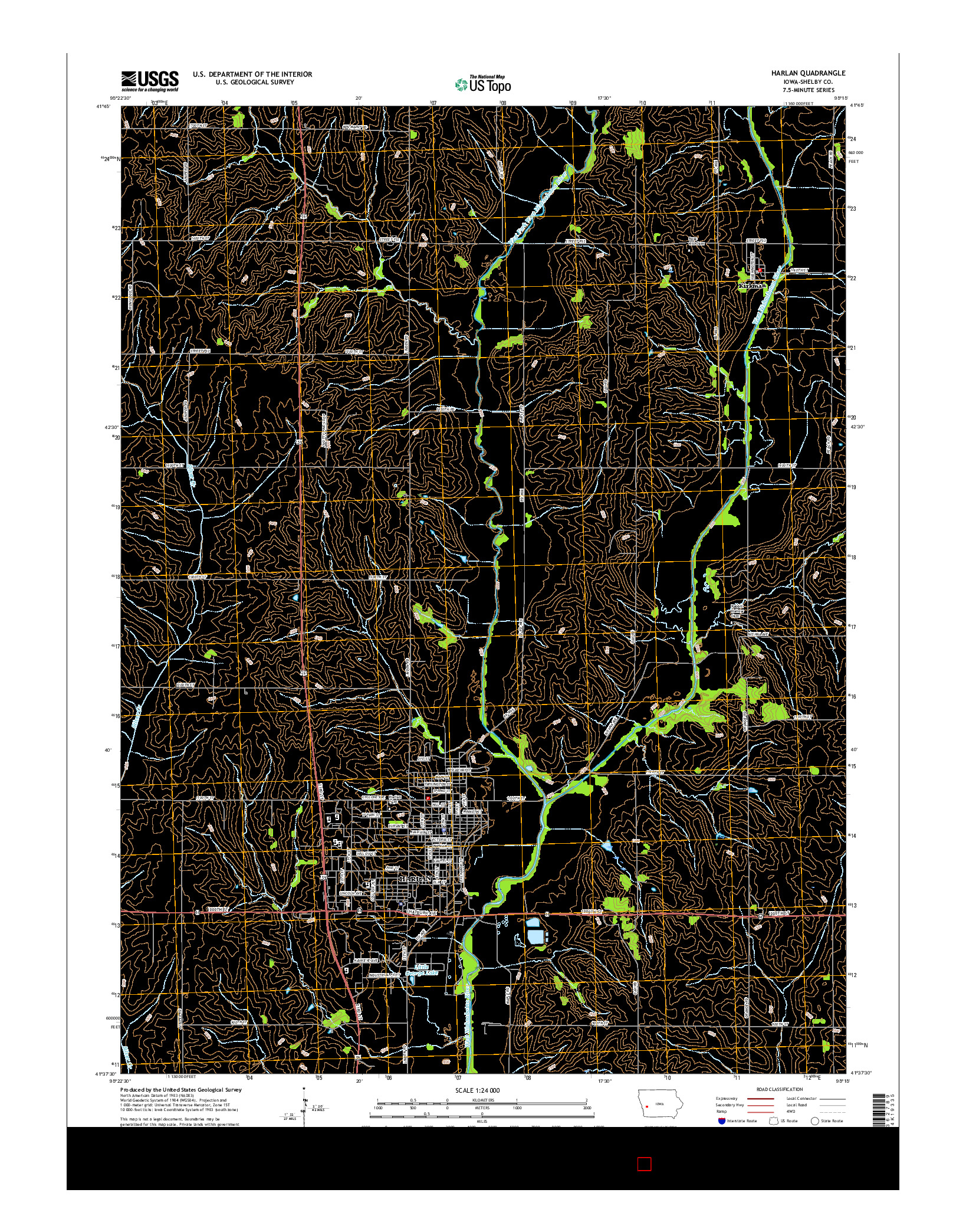 USGS US TOPO 7.5-MINUTE MAP FOR HARLAN, IA 2015