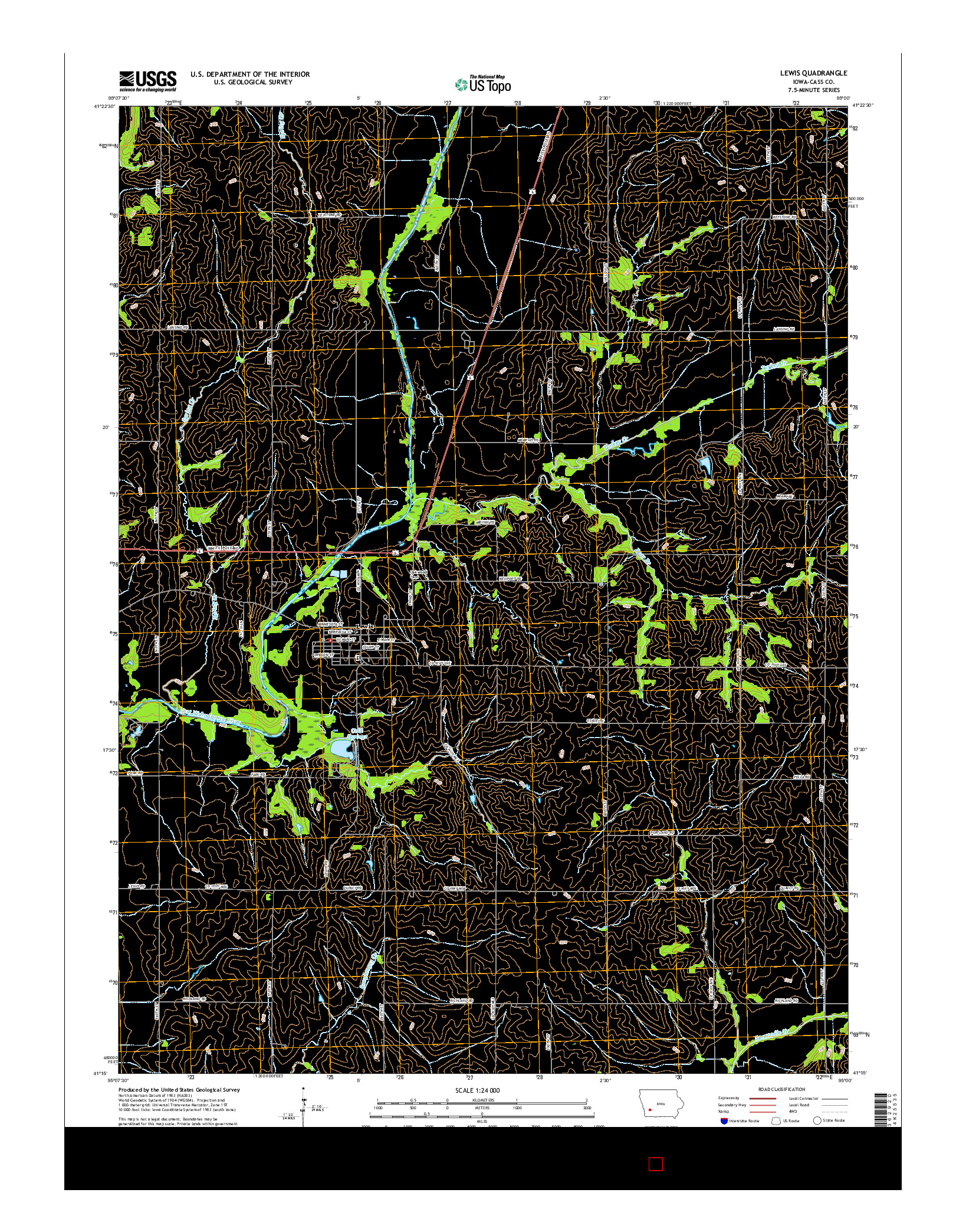 USGS US TOPO 7.5-MINUTE MAP FOR LEWIS, IA 2015