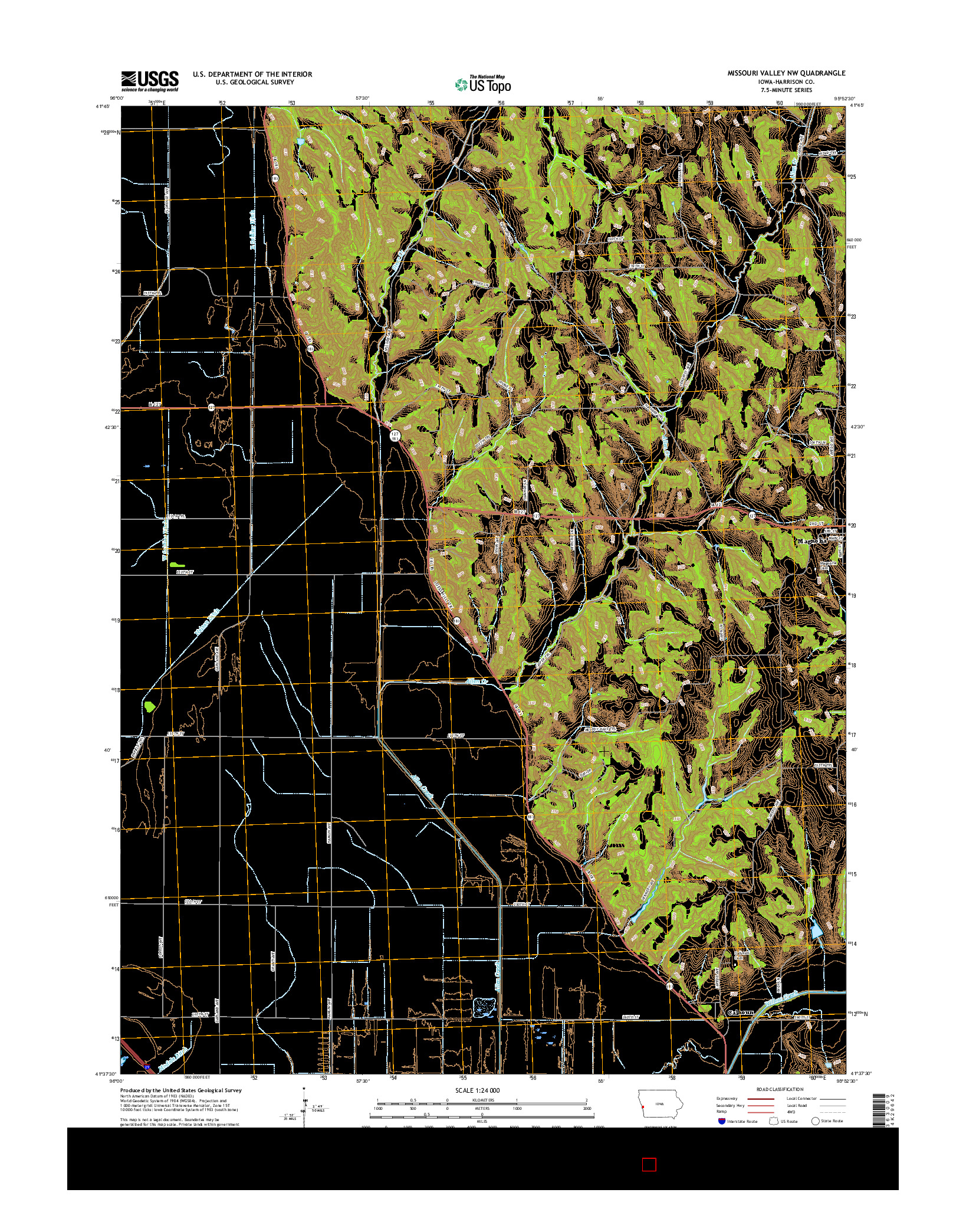 USGS US TOPO 7.5-MINUTE MAP FOR MISSOURI VALLEY NW, IA 2015