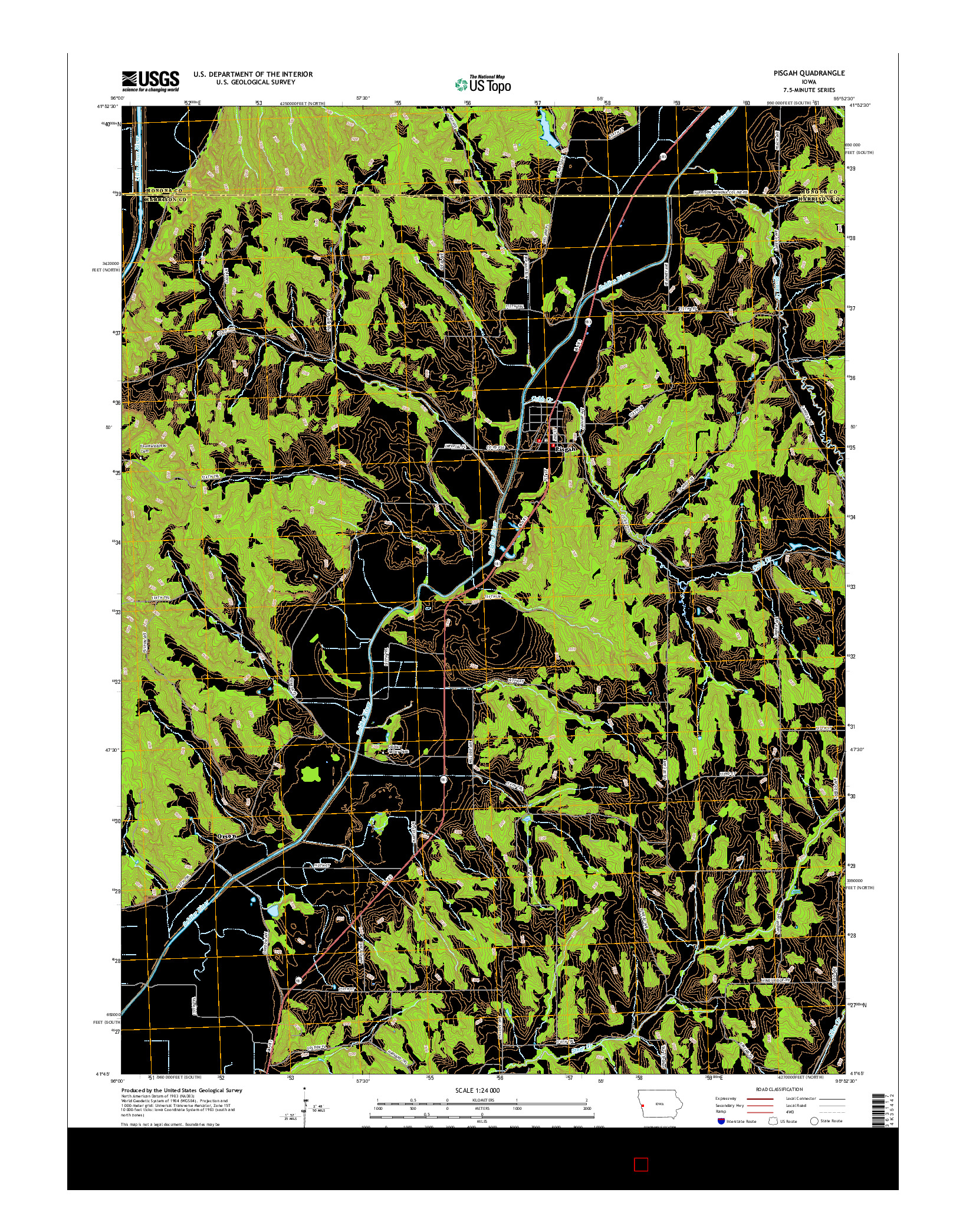 USGS US TOPO 7.5-MINUTE MAP FOR PISGAH, IA 2015