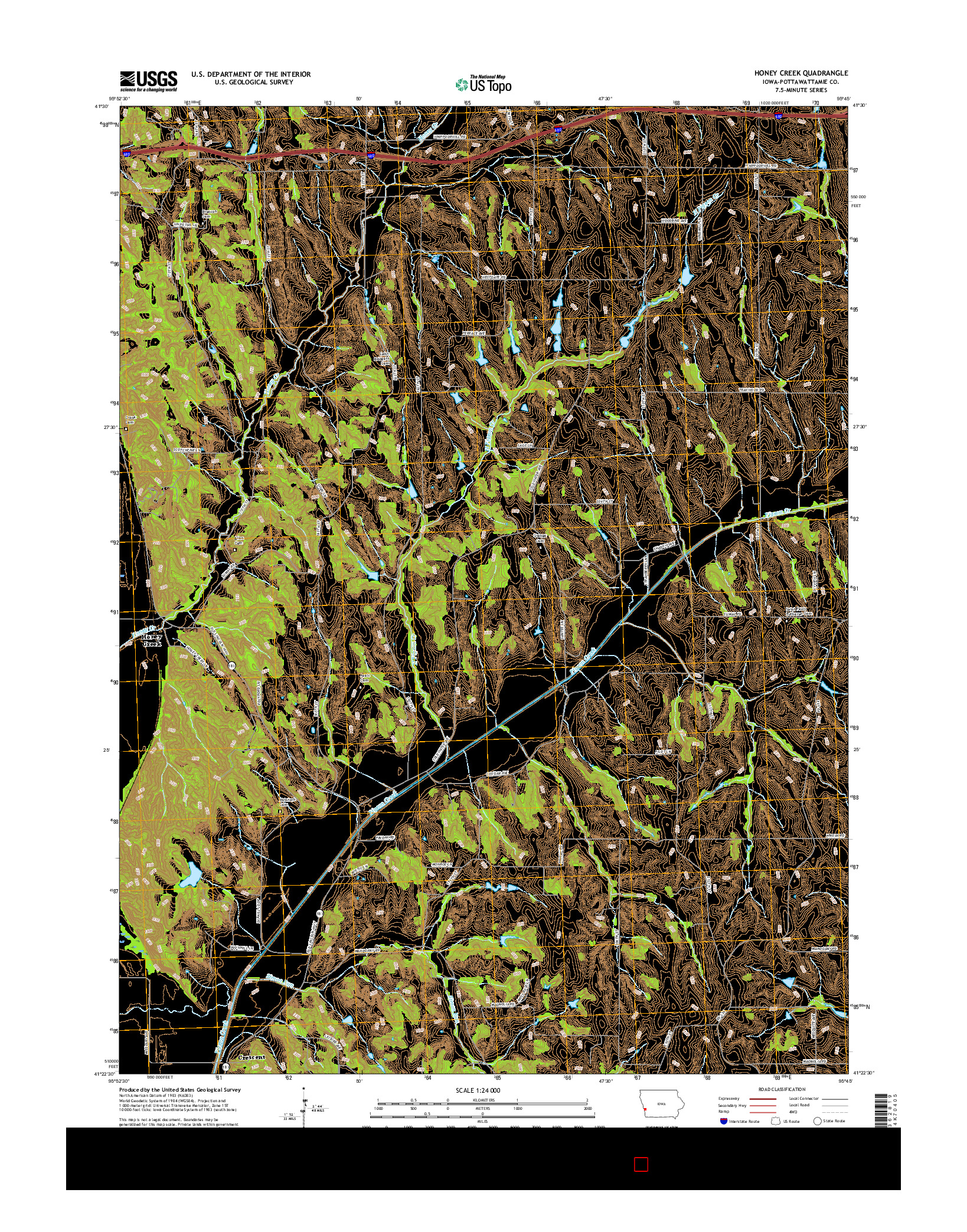 USGS US TOPO 7.5-MINUTE MAP FOR HONEY CREEK, IA 2015