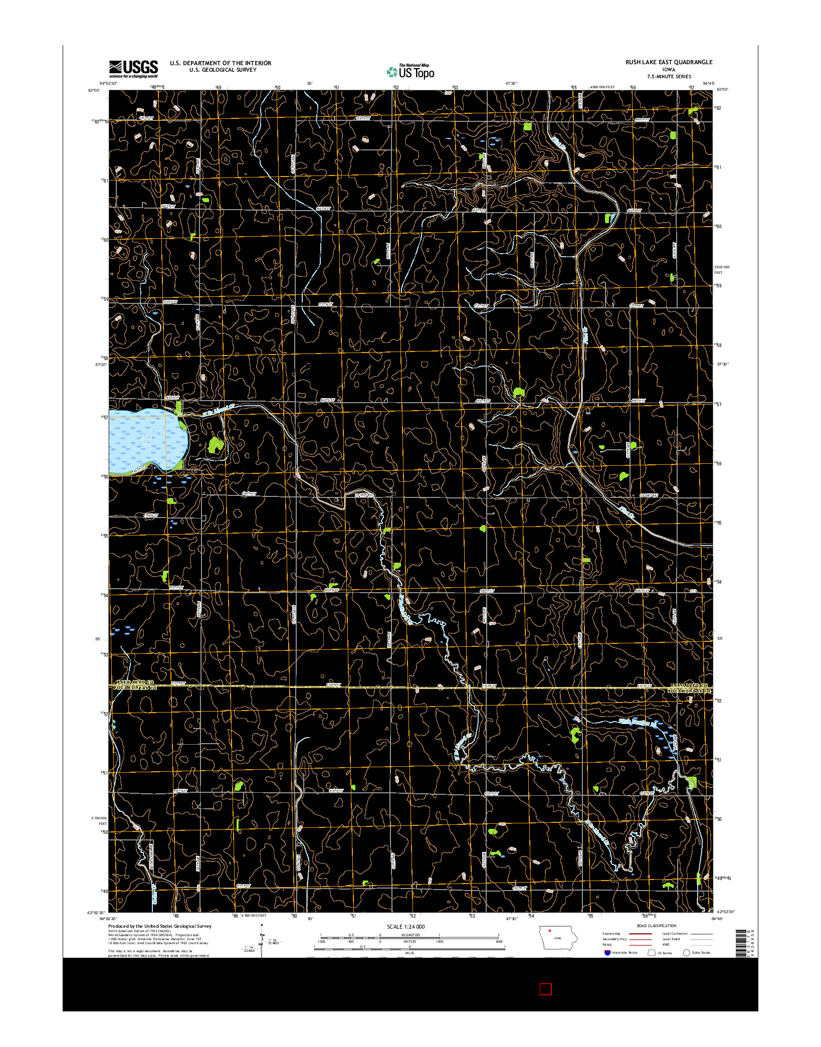 USGS US TOPO 7.5-MINUTE MAP FOR RUSH LAKE EAST, IA 2015