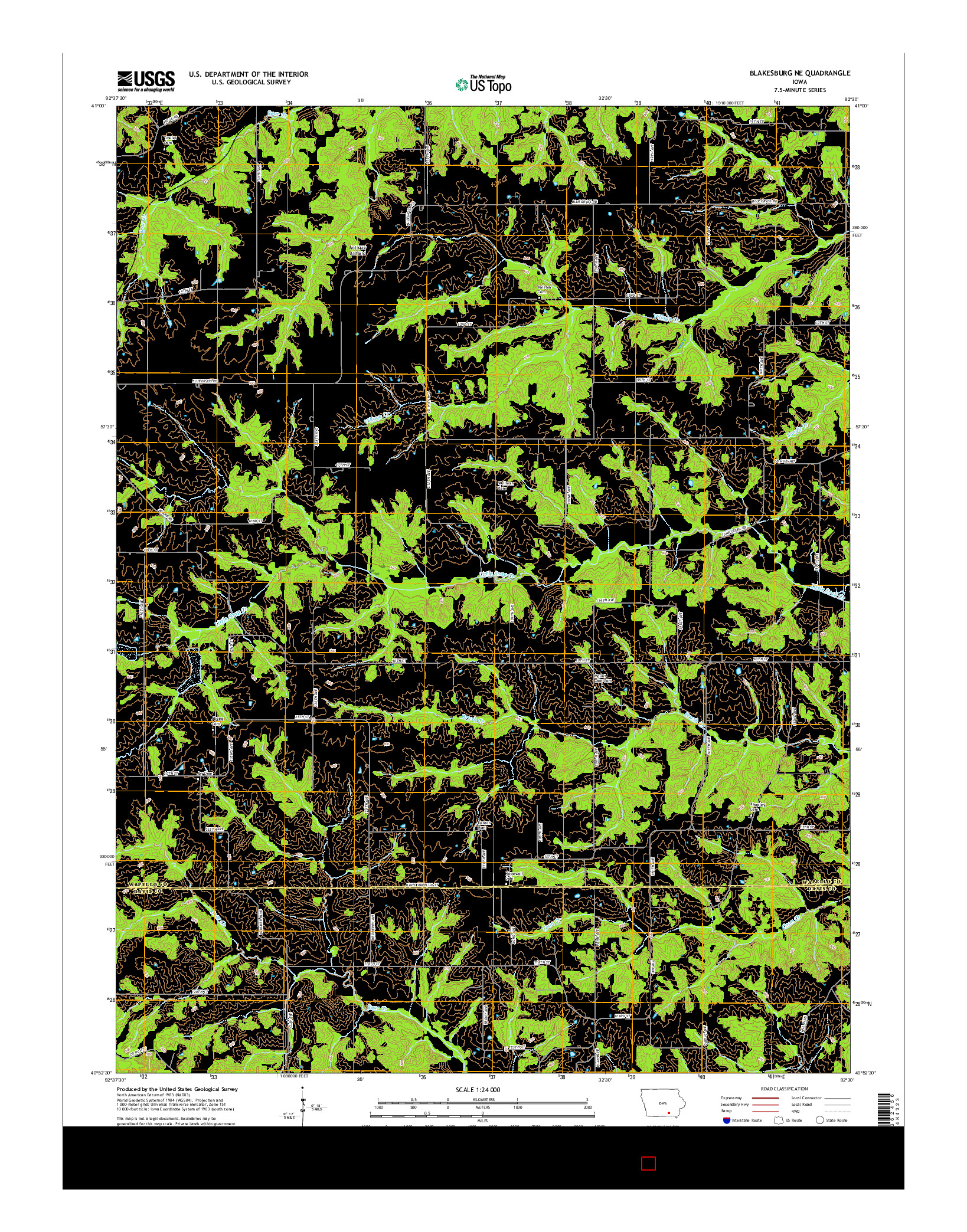 USGS US TOPO 7.5-MINUTE MAP FOR BLAKESBURG NE, IA 2015